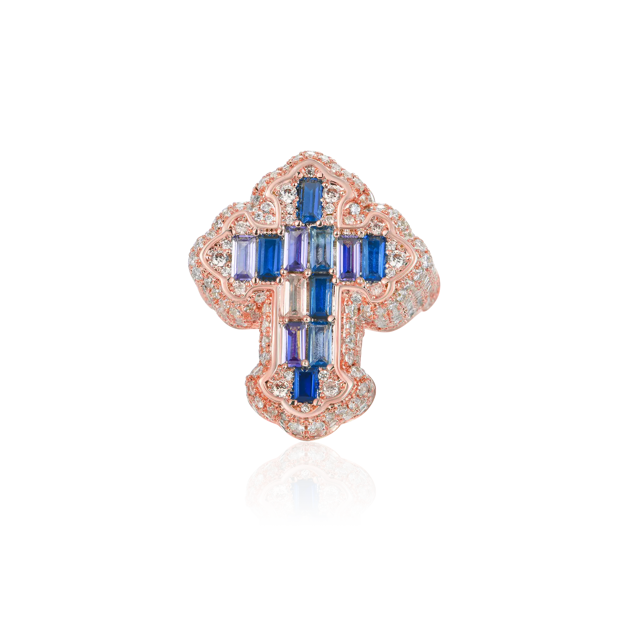 Iced Vitraux Vintage Starry Night Cross Ring - Image 2