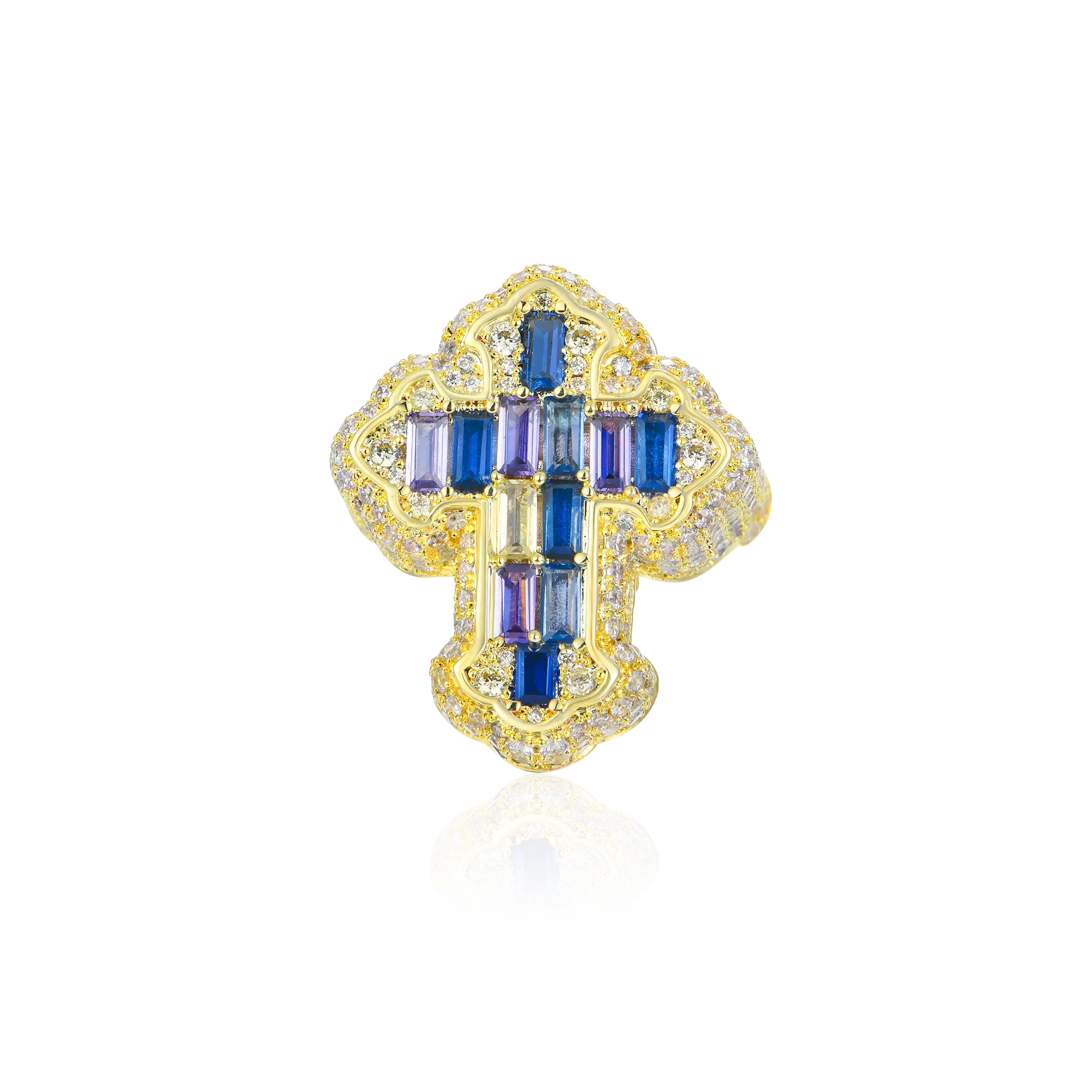 Iced Vitraux Vintage Starry Night Cross Ring - Image 9