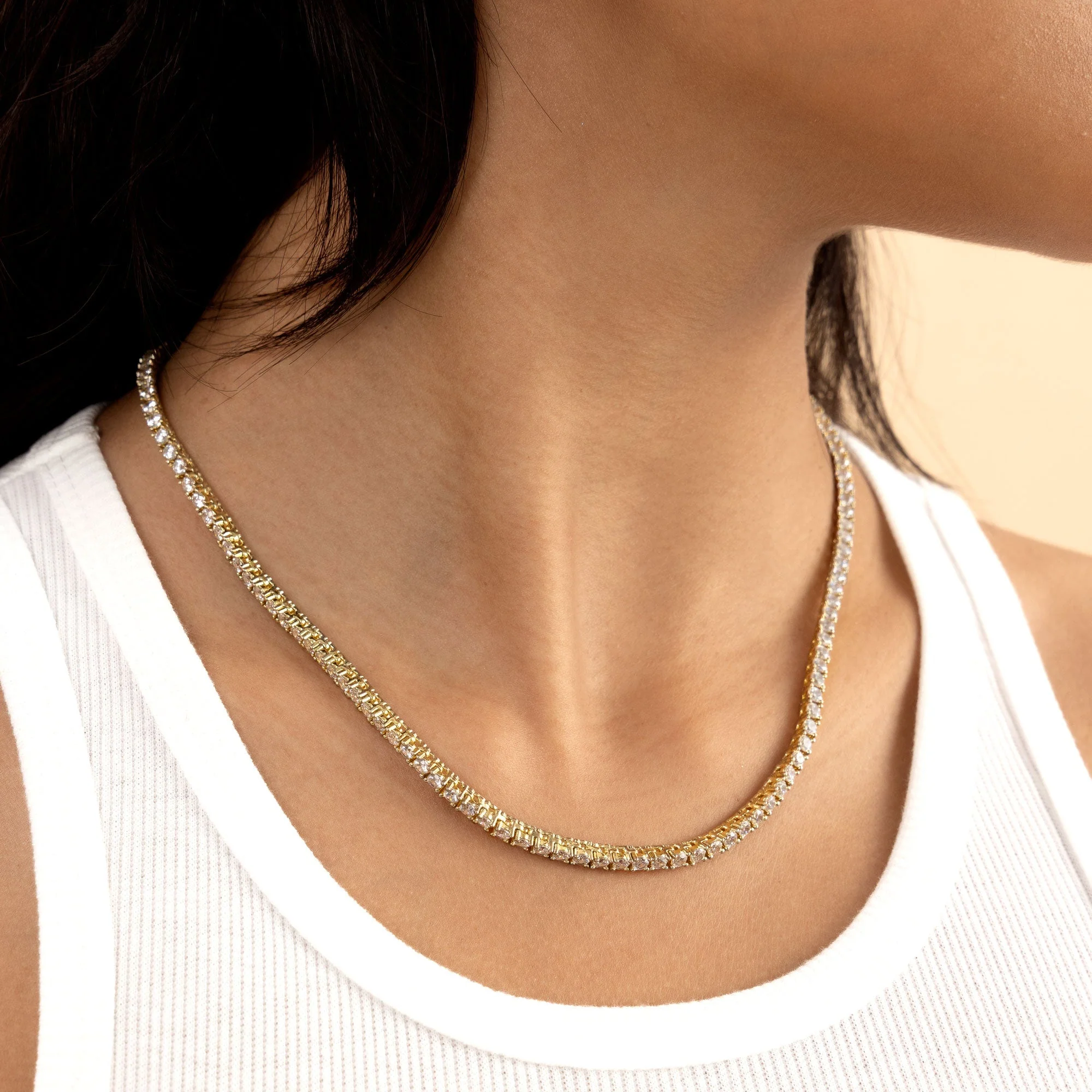 Iced Yellow Gold Tennis Chain - 3mm - Image 3