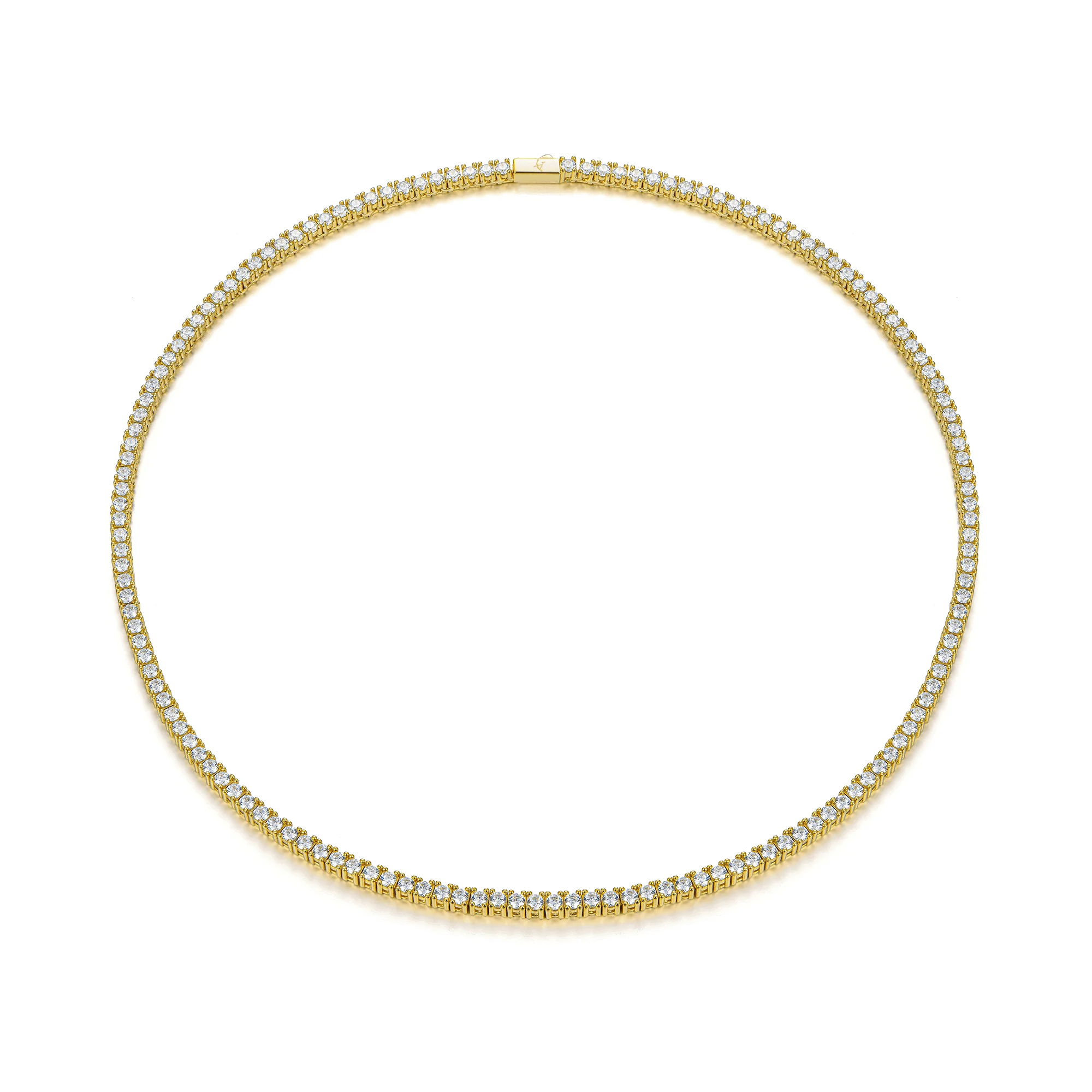 Iced Yellow Gold Tennis Chain - 3mm - Image 4