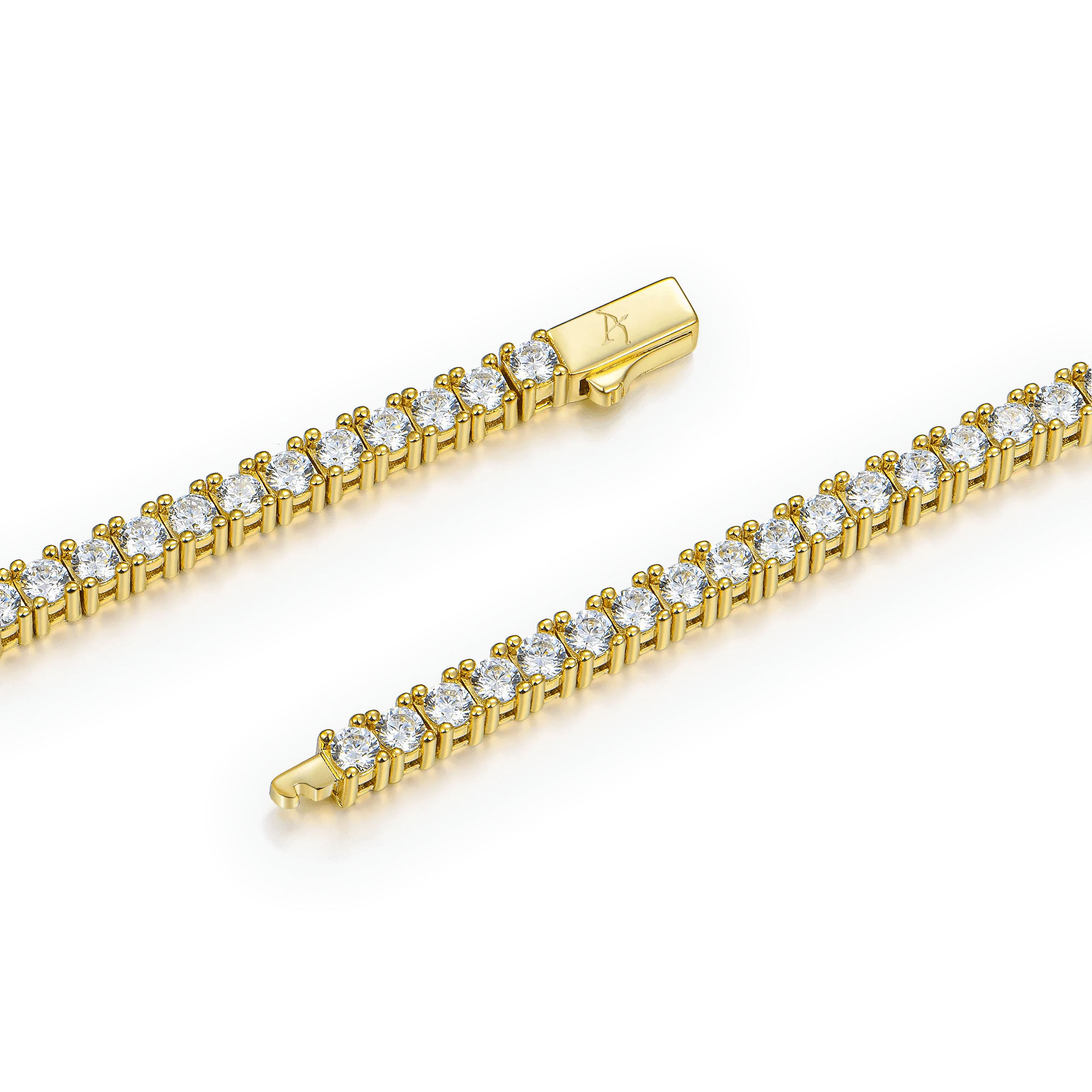 Iced Yellow Gold Tennis Chain - 3mm - Image 5