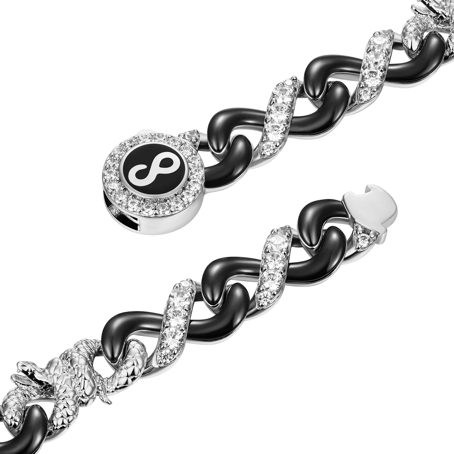 Infinity 8mm Two-tone Snake Shape Bracelet-White Gold - Image 2