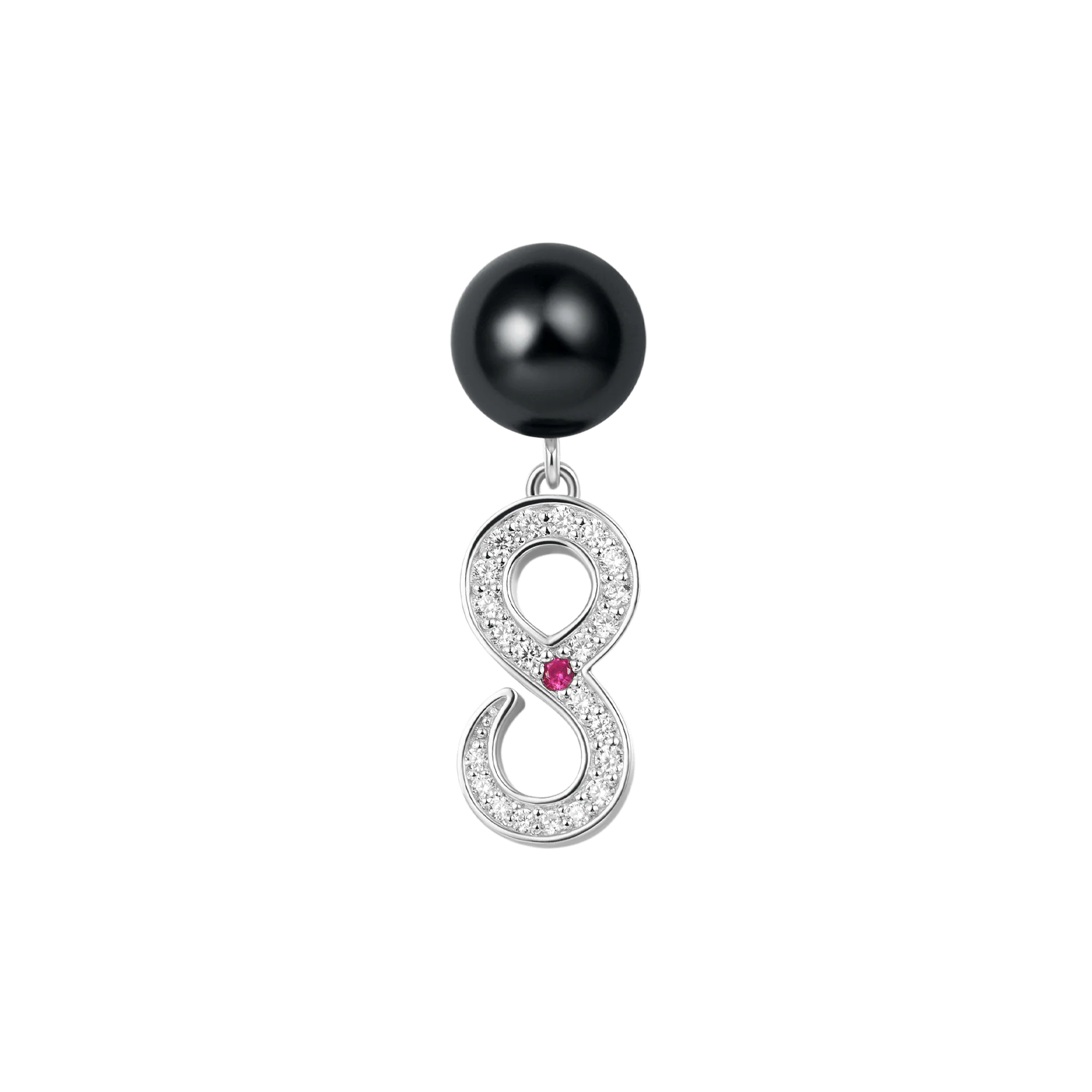 S925 Infinity Pearl Drop Earring - Image 3