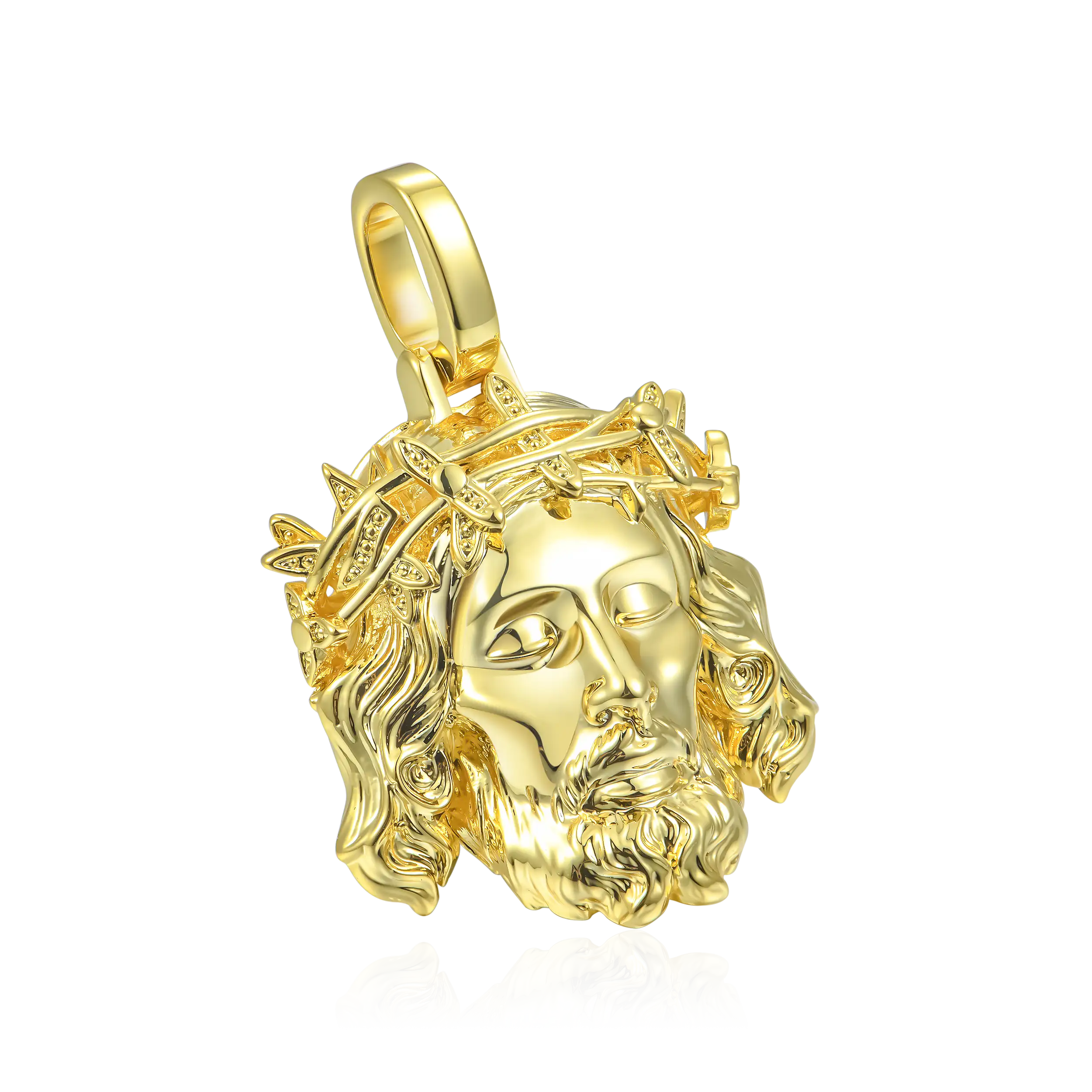 Jesus Piece Plain Gold Pendant - Micro - Image 10