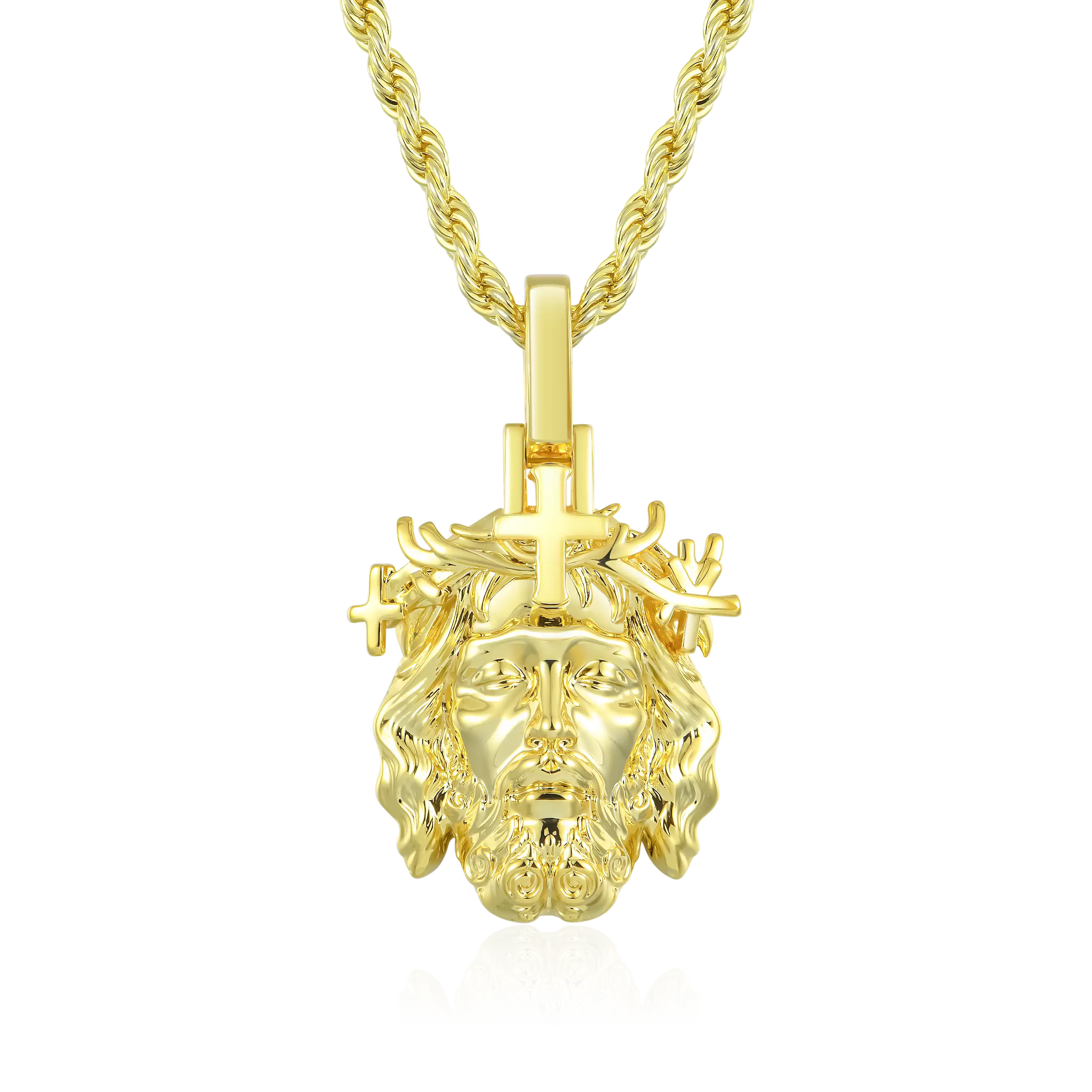 Jesus Piece Plain Gold Pendant - Micro - Image 15