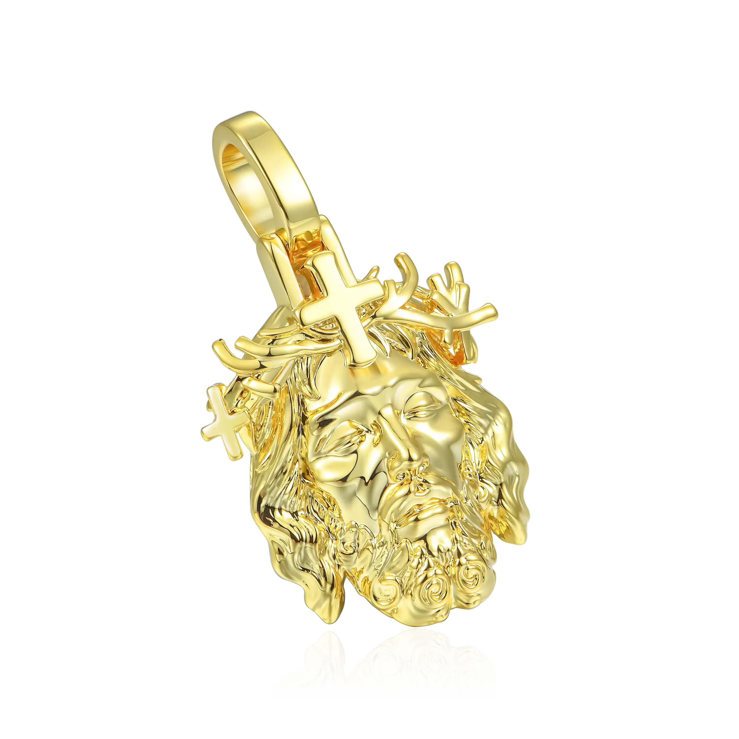 Jesus Piece Plain Gold Pendant - Micro - Image 17