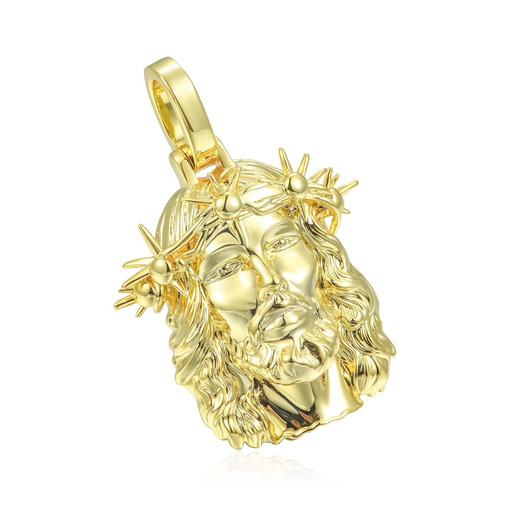 Jesus Piece Plain Gold Pendant - Micro - Image 3