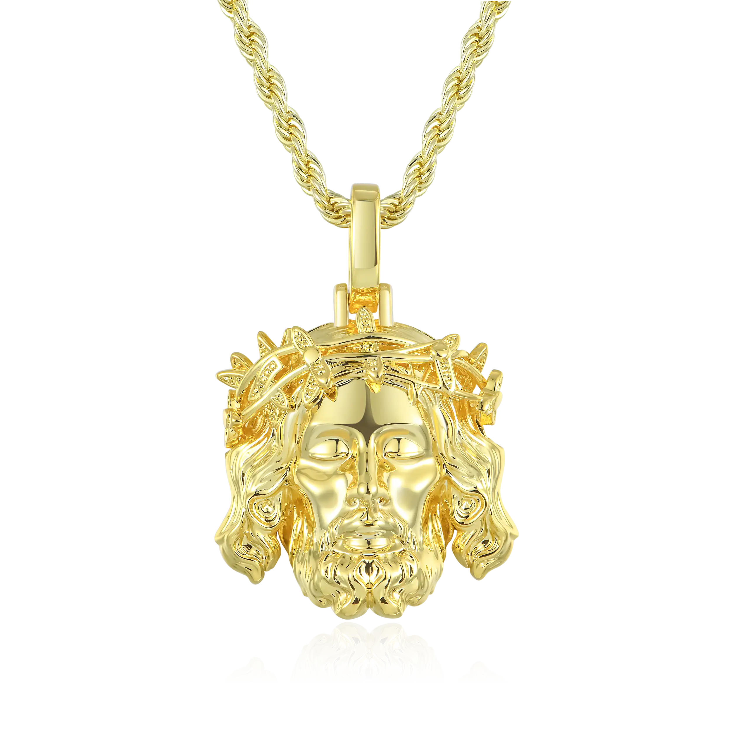 Jesus Piece Plain Gold Pendant - Micro - Image 8