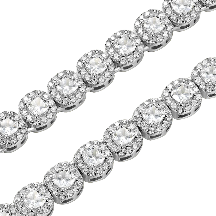 Youth Cushion-Cut Clustered Tennis Chain - 7mm - Image 3