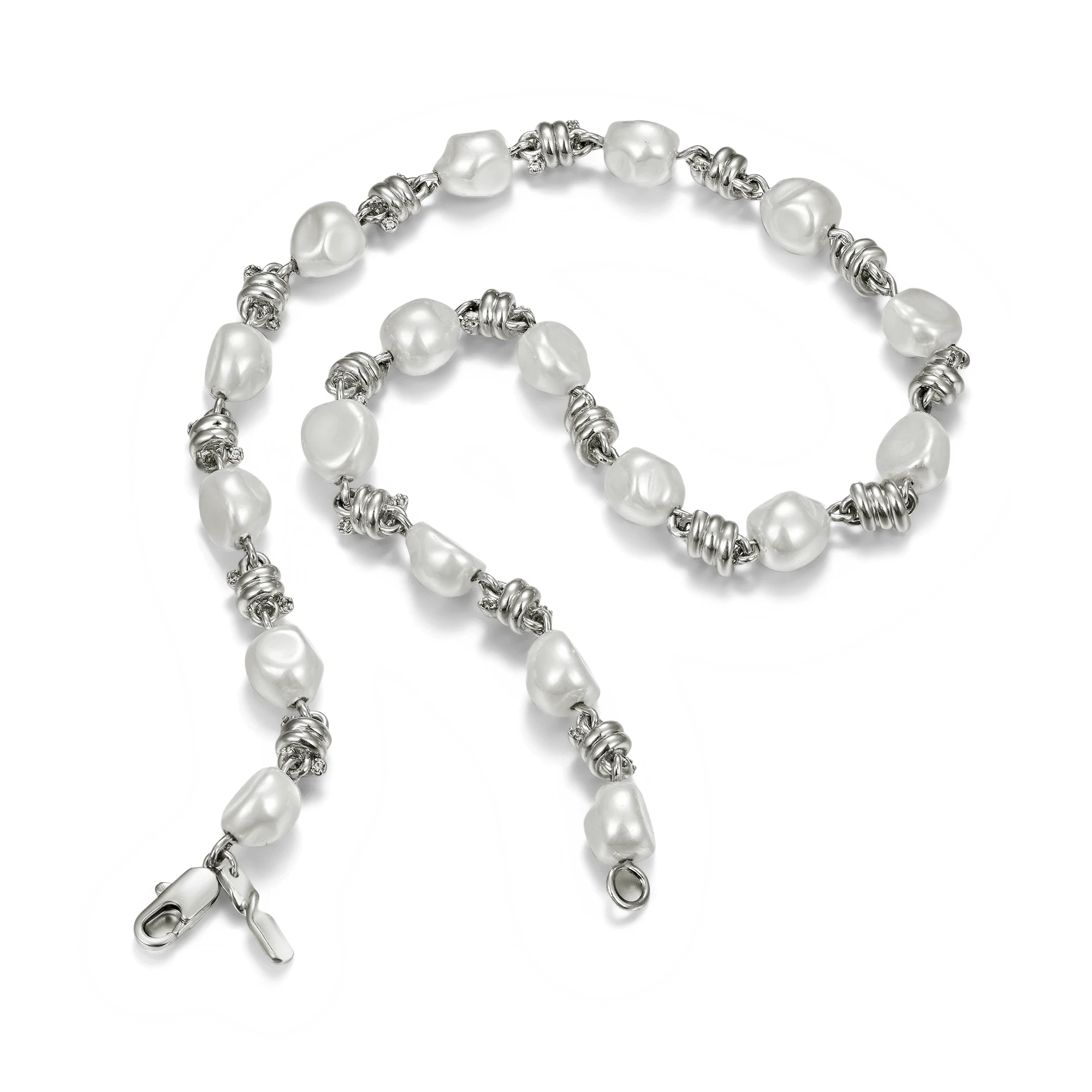18" Barbed Wire Pearl Mix Chain - Image 5