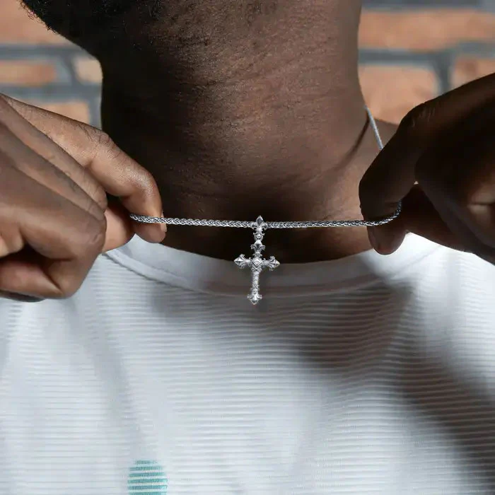 Knight Flower Cross Pendant - Image 2