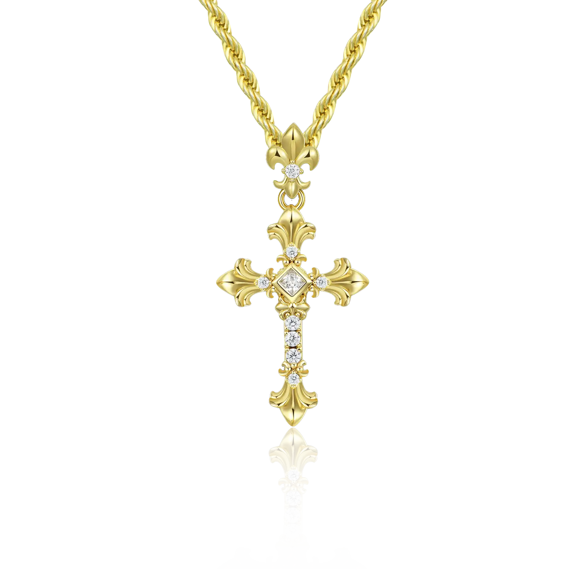 Knight Flower Cross Pendant - Image 4