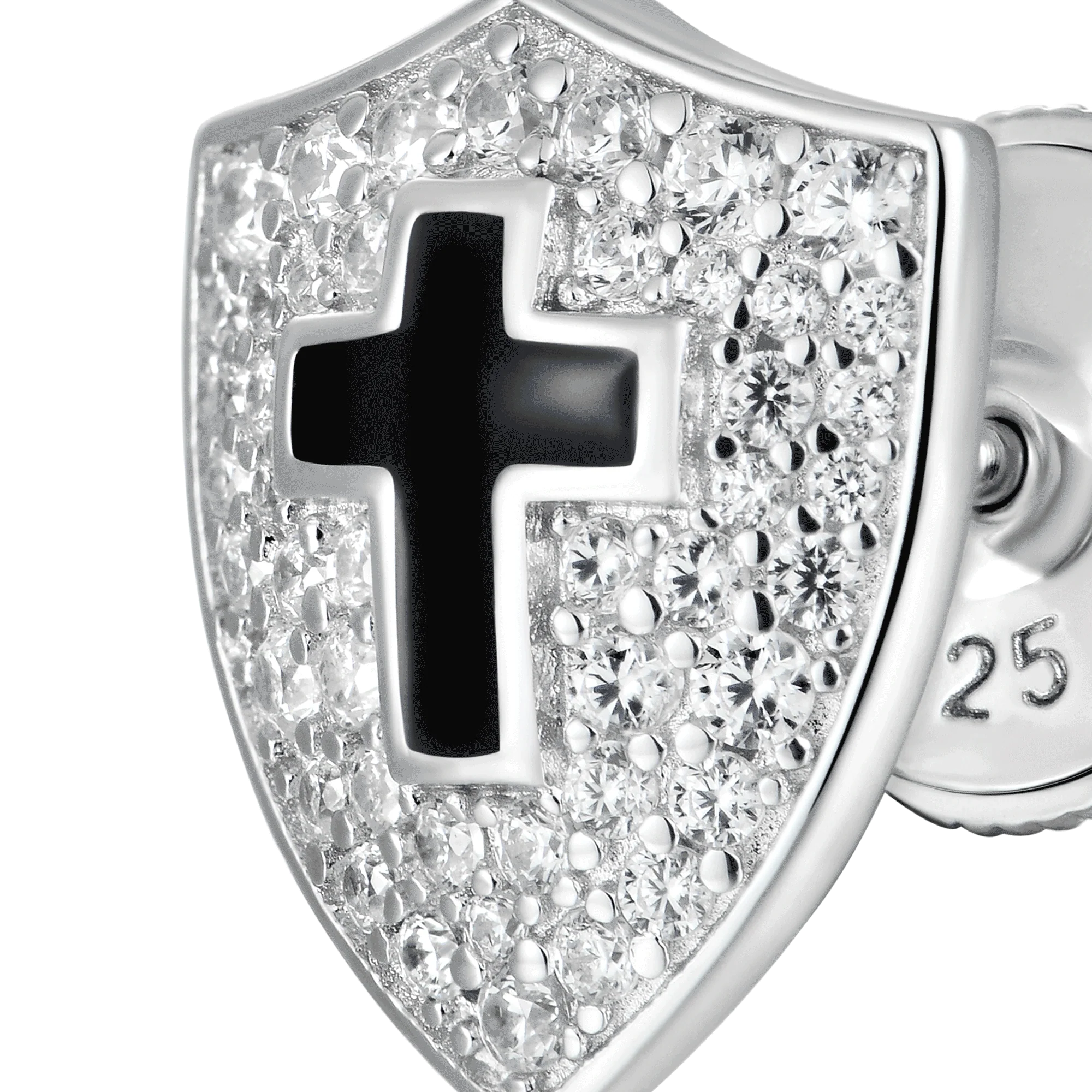 Single Knight Shield Stud Earring - Image 3