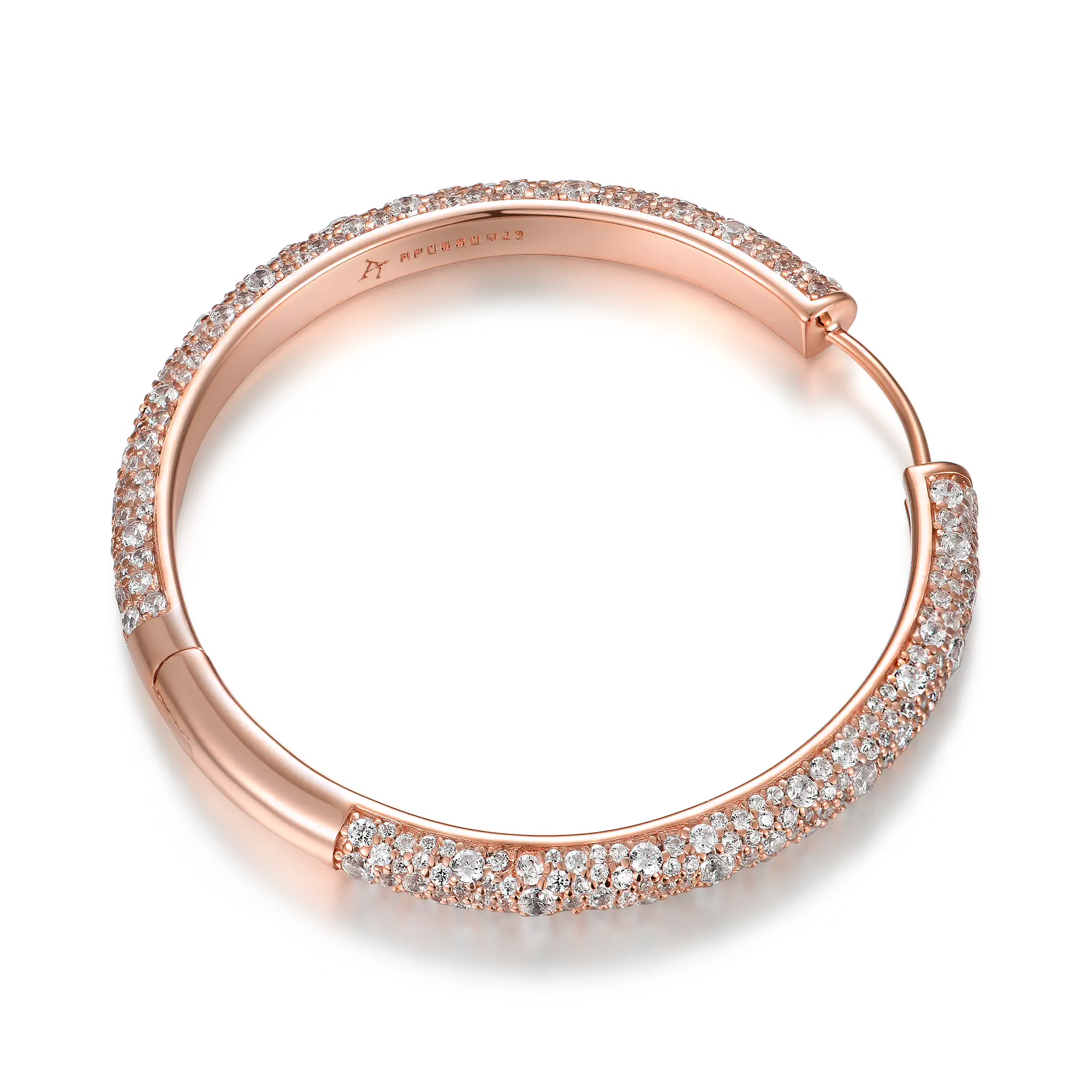 S925 Large Paved Hoop Earring - Single - Image 4