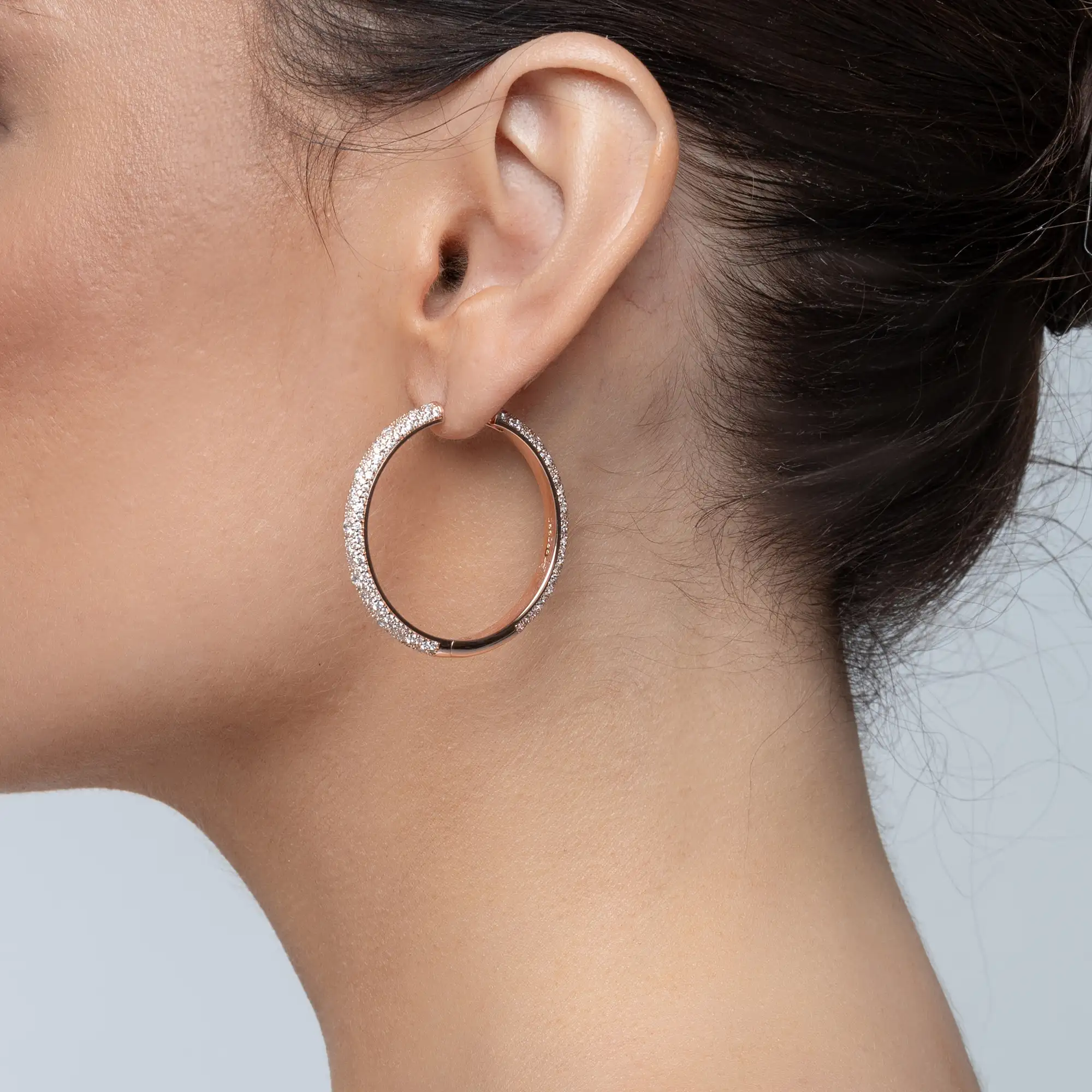 S925 Large Paved Hoop Earring - Single - Image 11