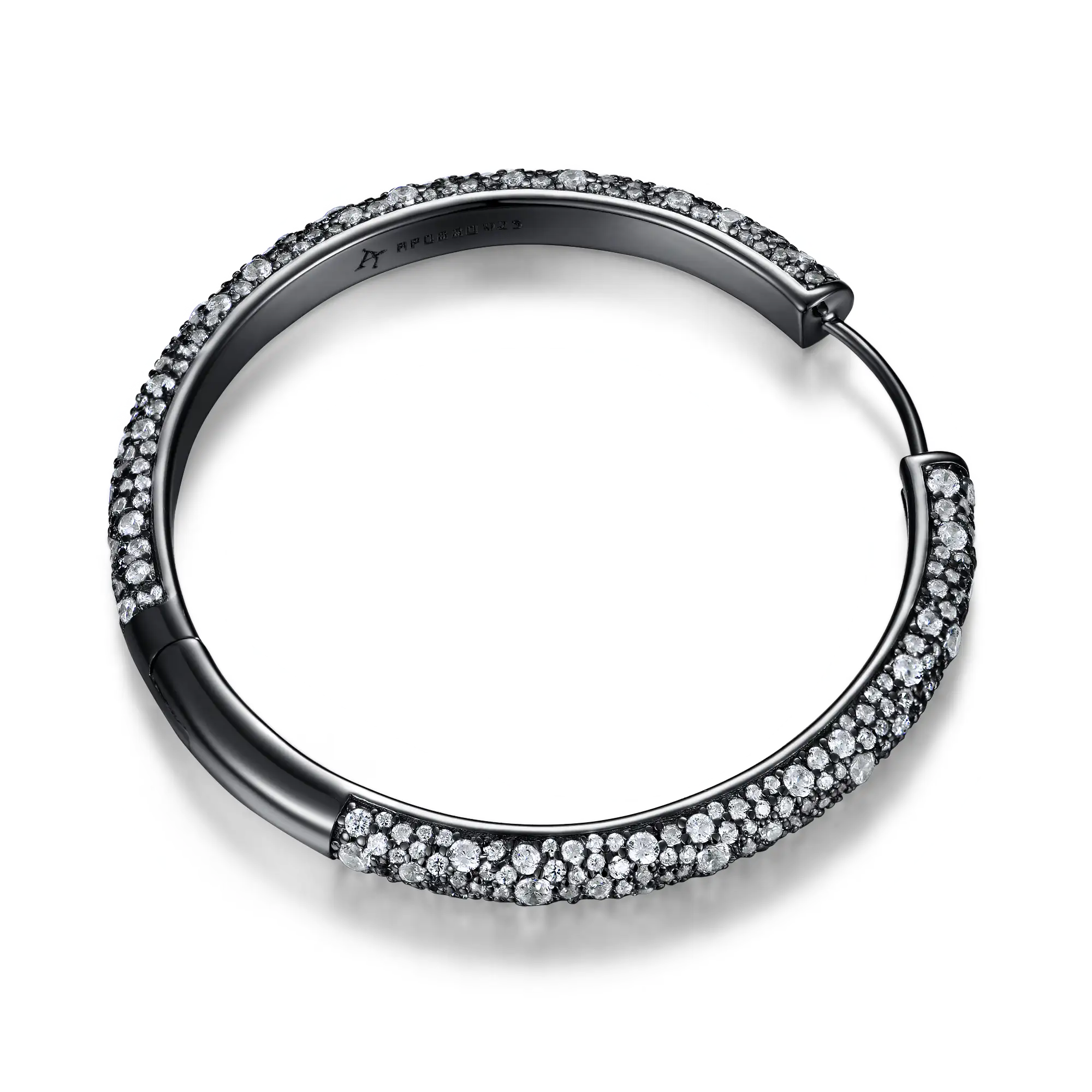 S925 Large Paved Hoop Earring - Single - Image 16