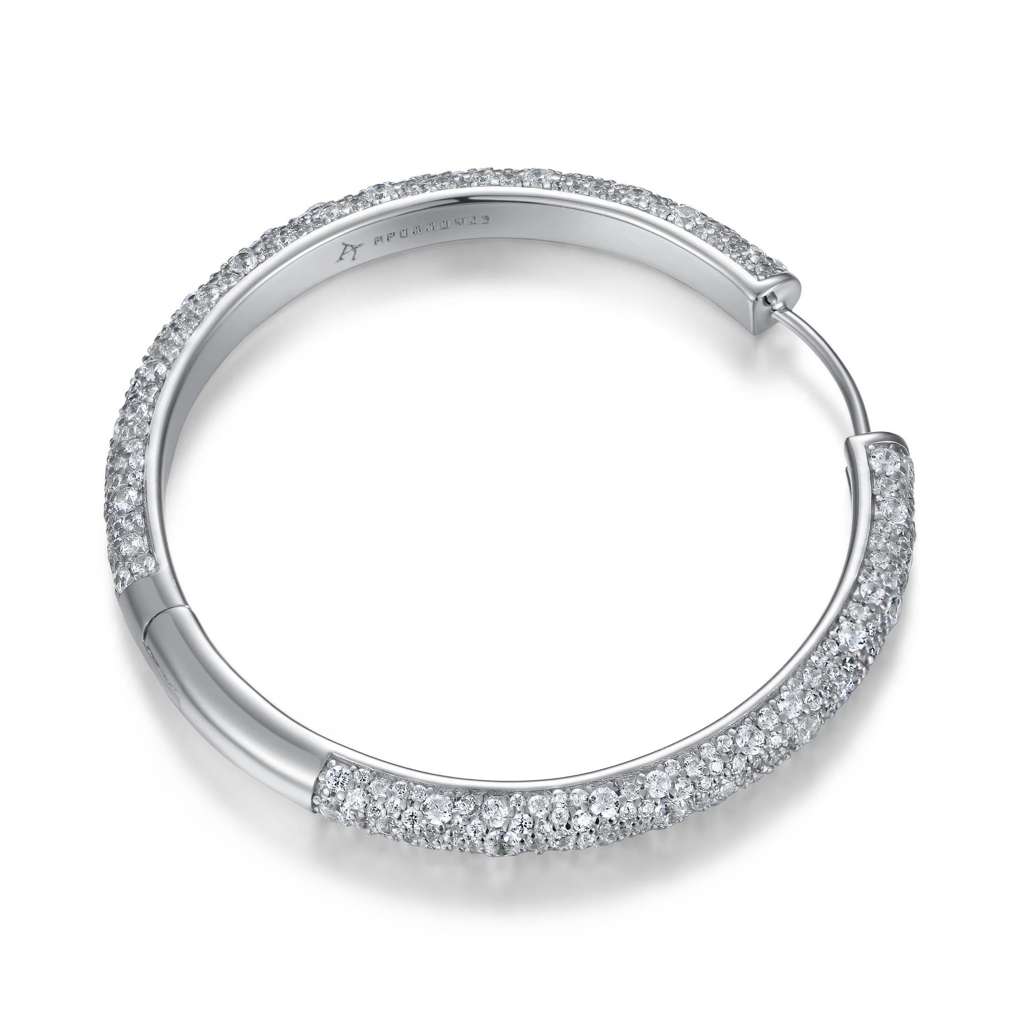 S925 Large Paved Hoop Earring - Single - Image 5
