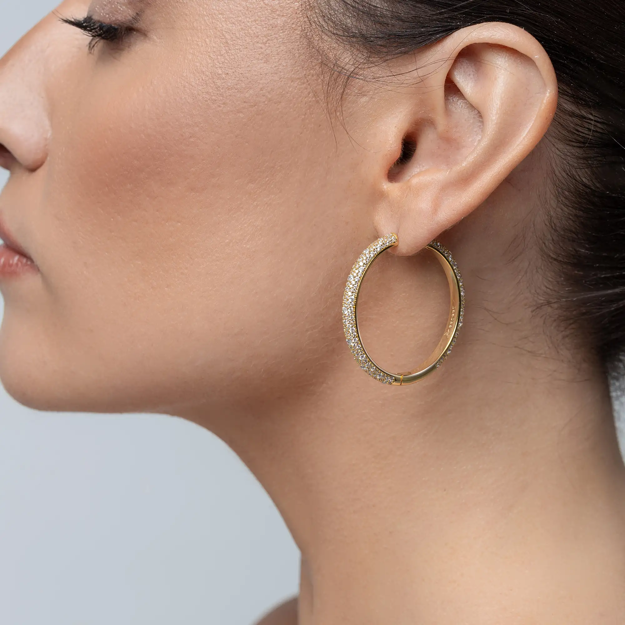 S925 Large Paved Hoop Earring - Single - Image 7