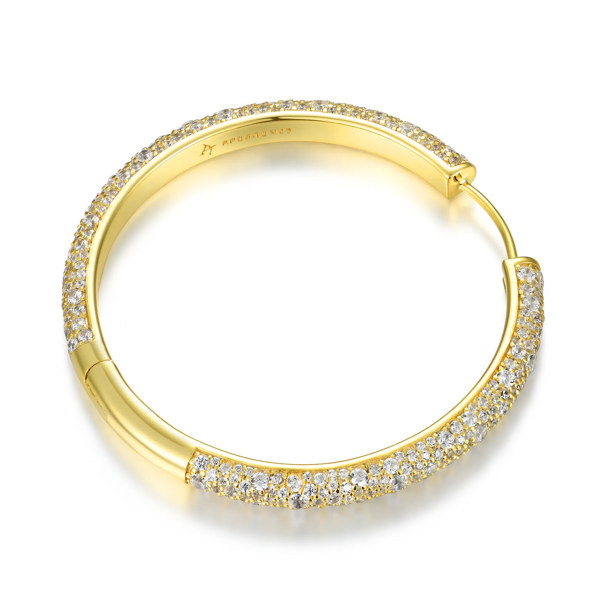 S925 Large Paved Hoop Earring - Single - Image 9
