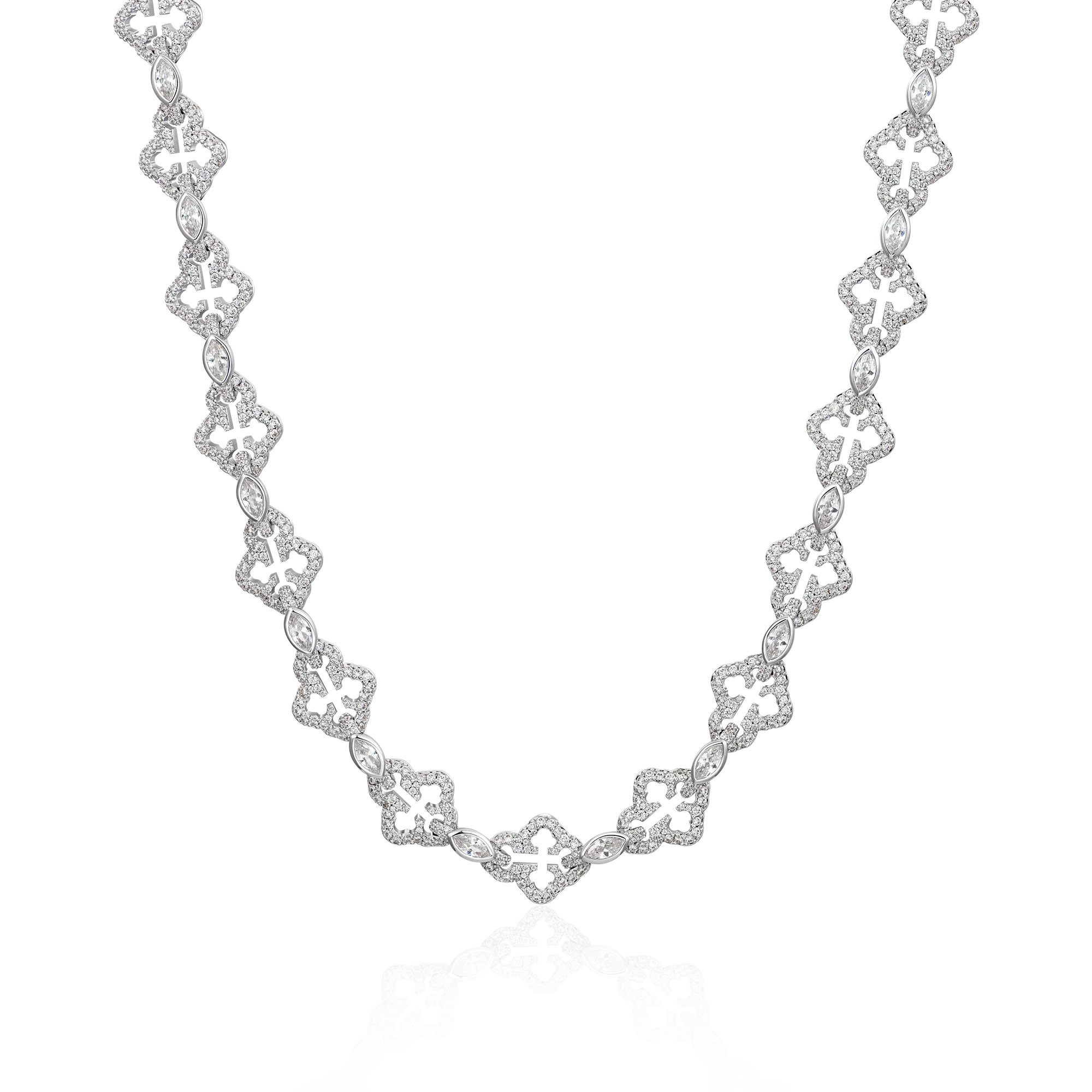 Marquise Cut Mix Bottoni Cross Link Chain - 12mm