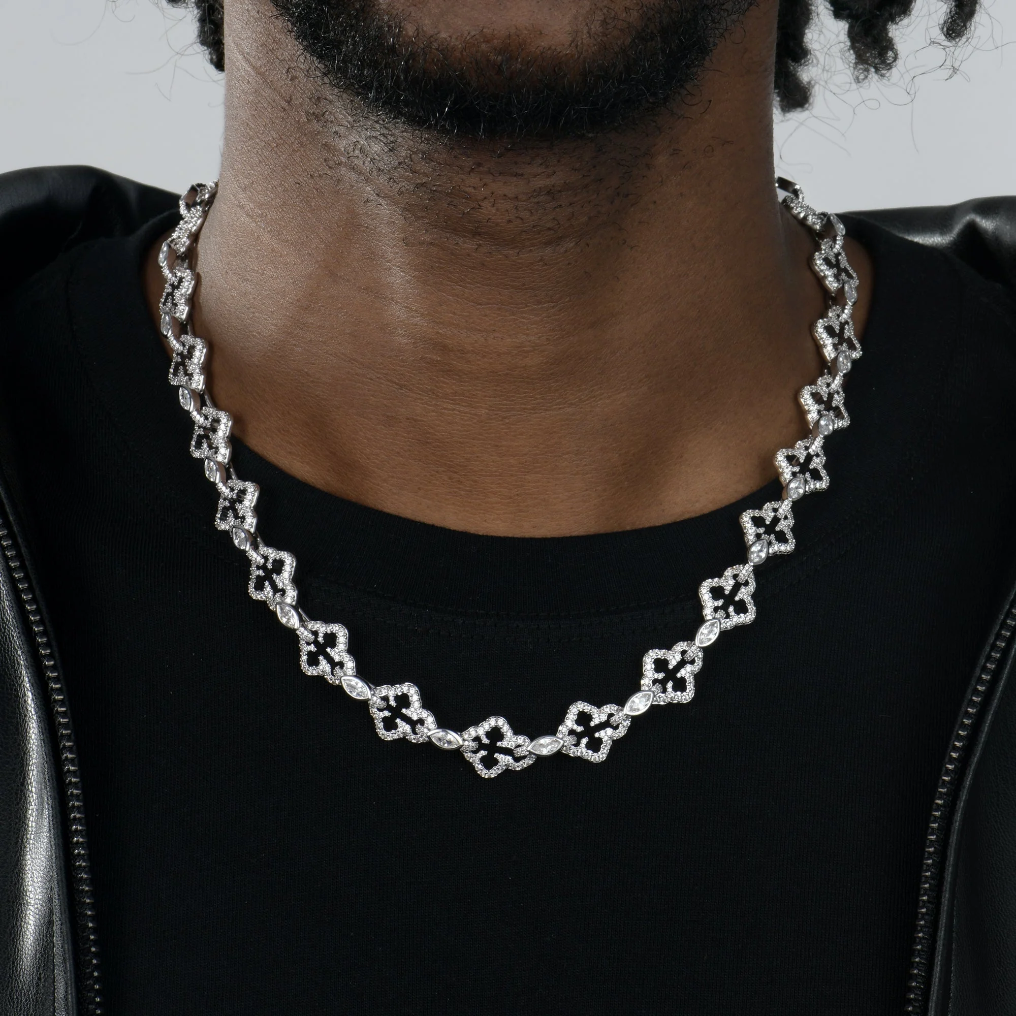 Marquise Cut Mix Bottoni Cross Link Chain - 12mm - Image 2