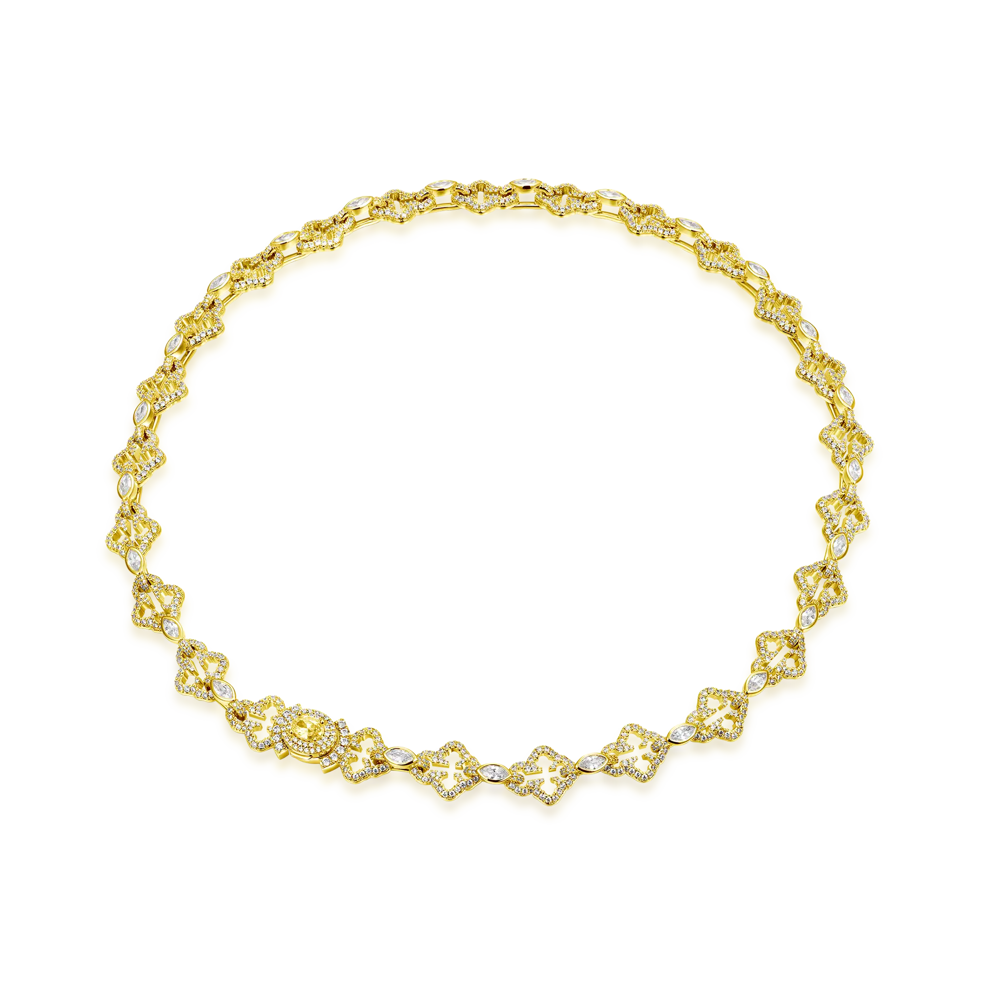 Marquise Cut Mix Bottoni Cross Link Chain - 12mm - Image 7