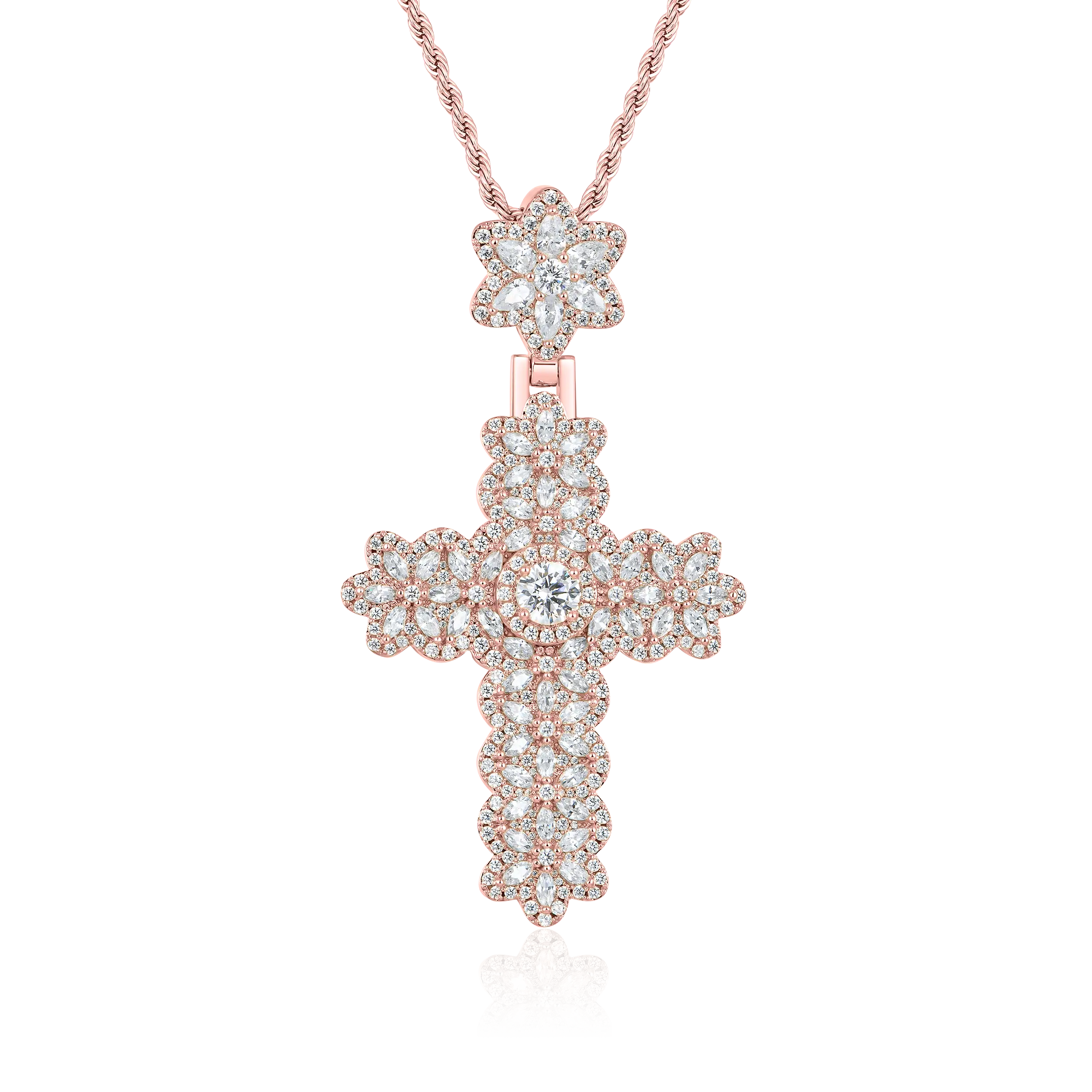 Marquise Flower Cross Pendant - Image 5