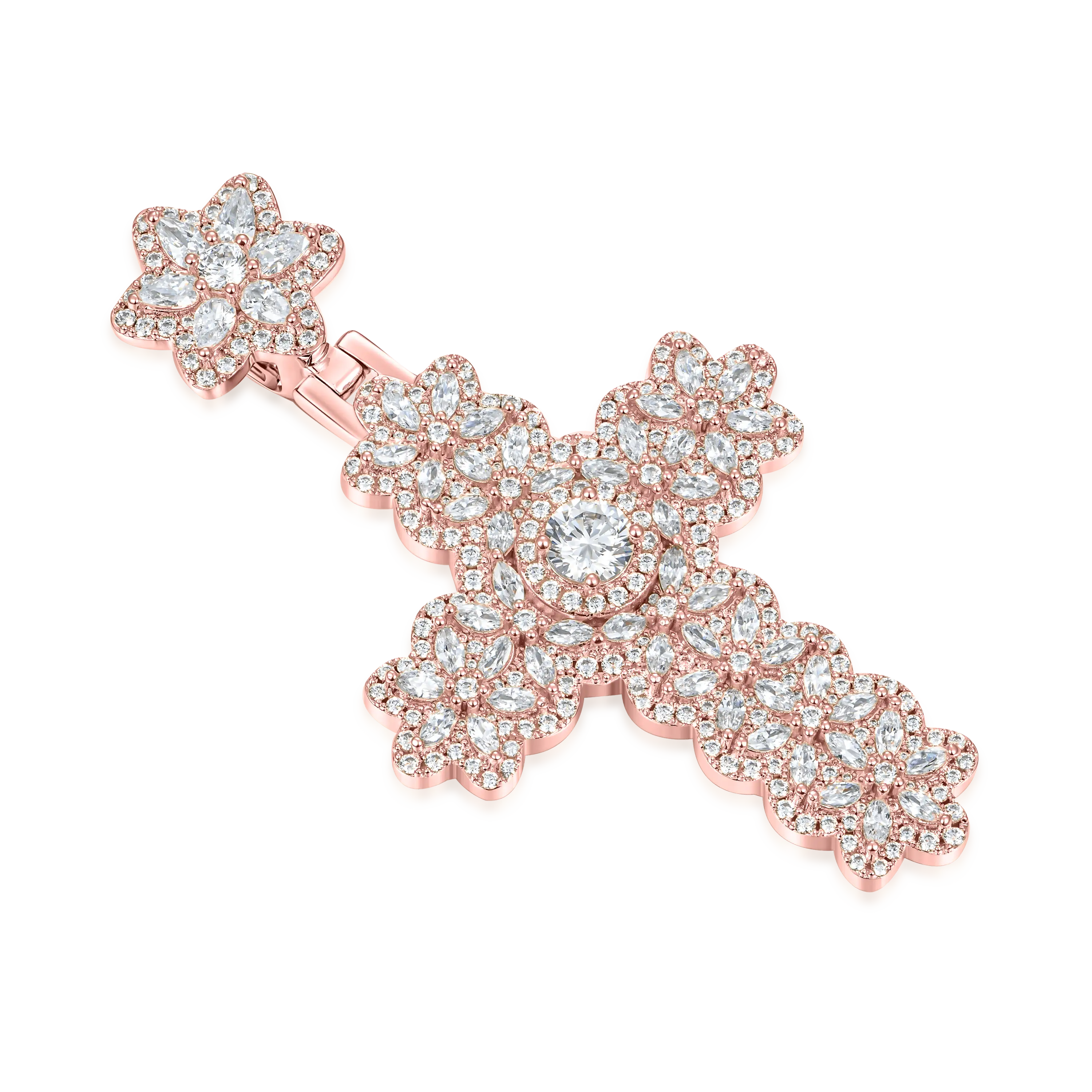 Marquise Flower Cross Pendant - Image 7