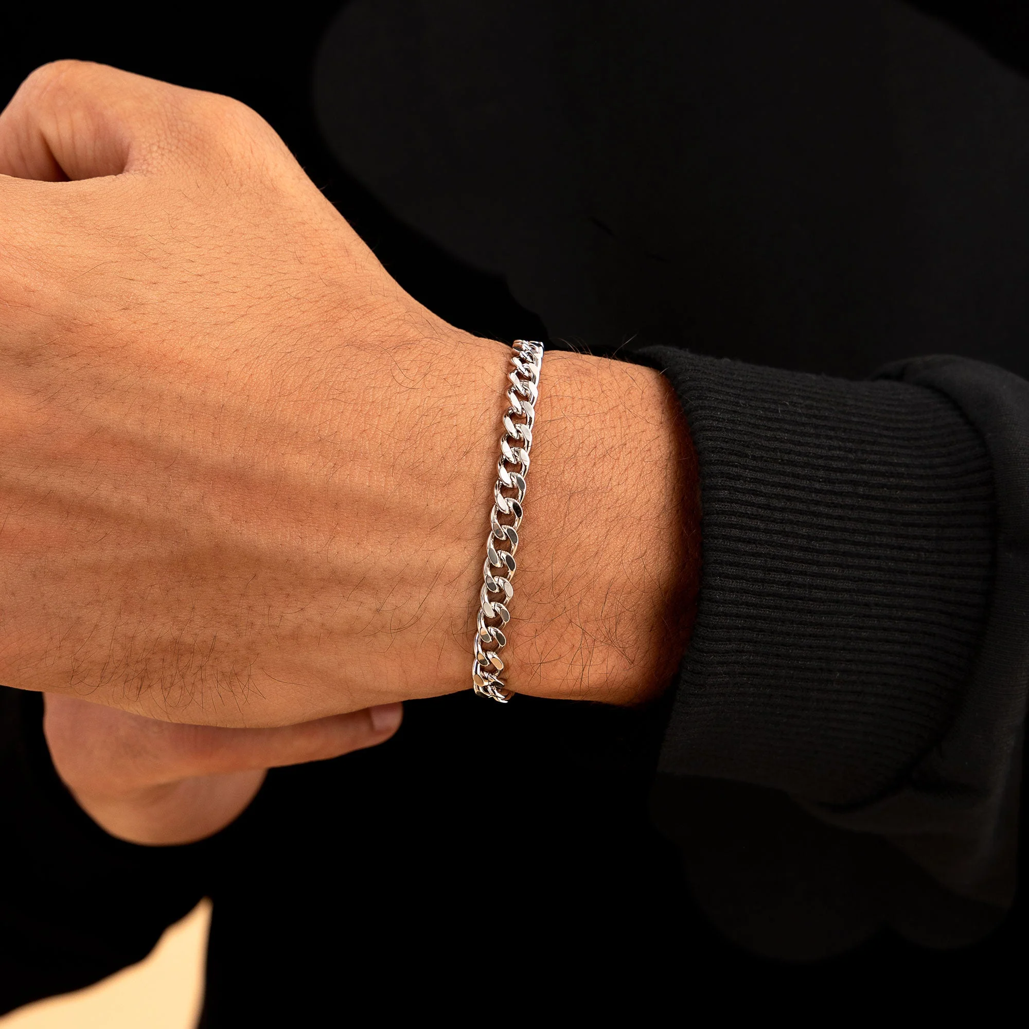 Miami Micro Cuban Curb Bracelet - White Gold - Image 5