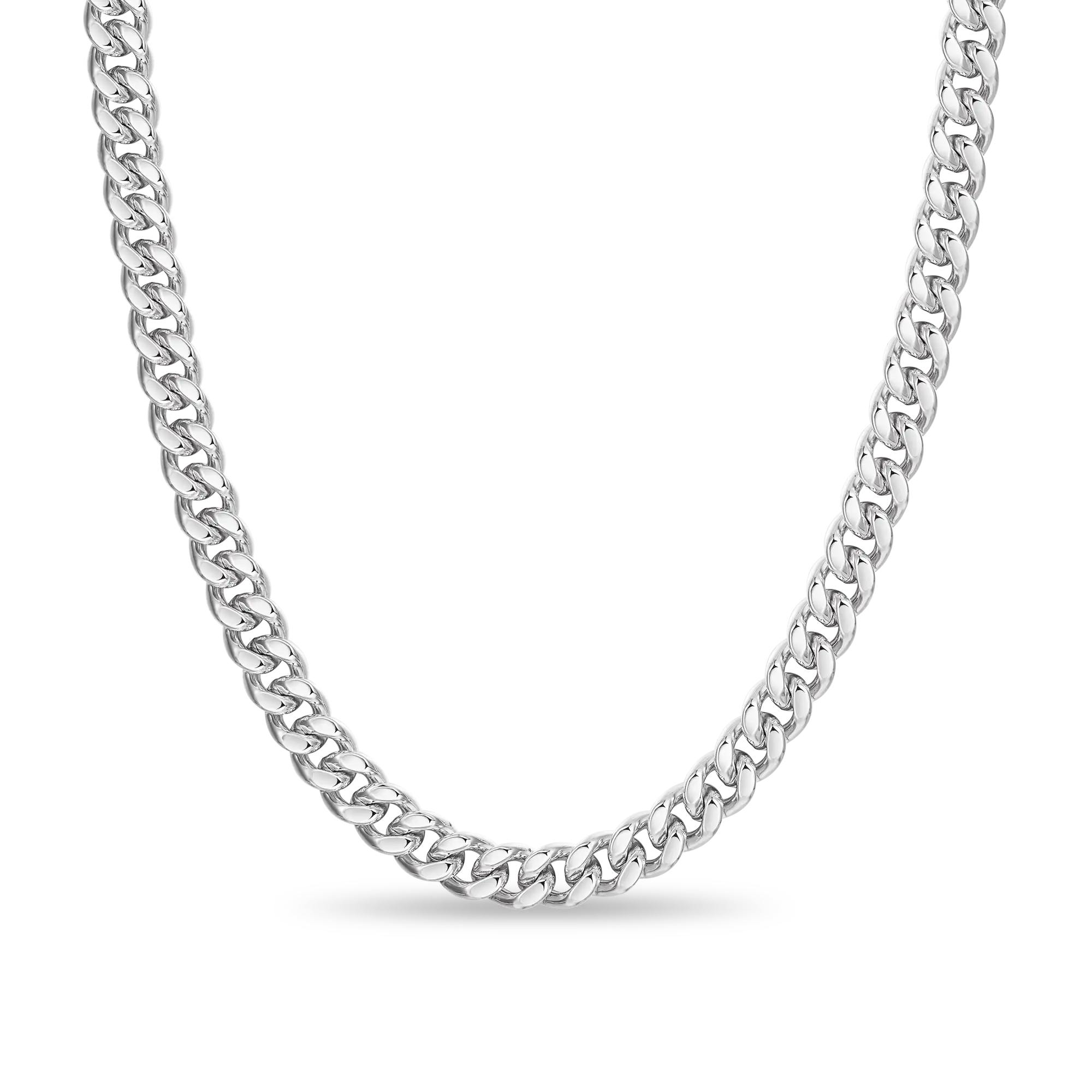 8mm Miami Micro Cuban Curb Chain - White Gold