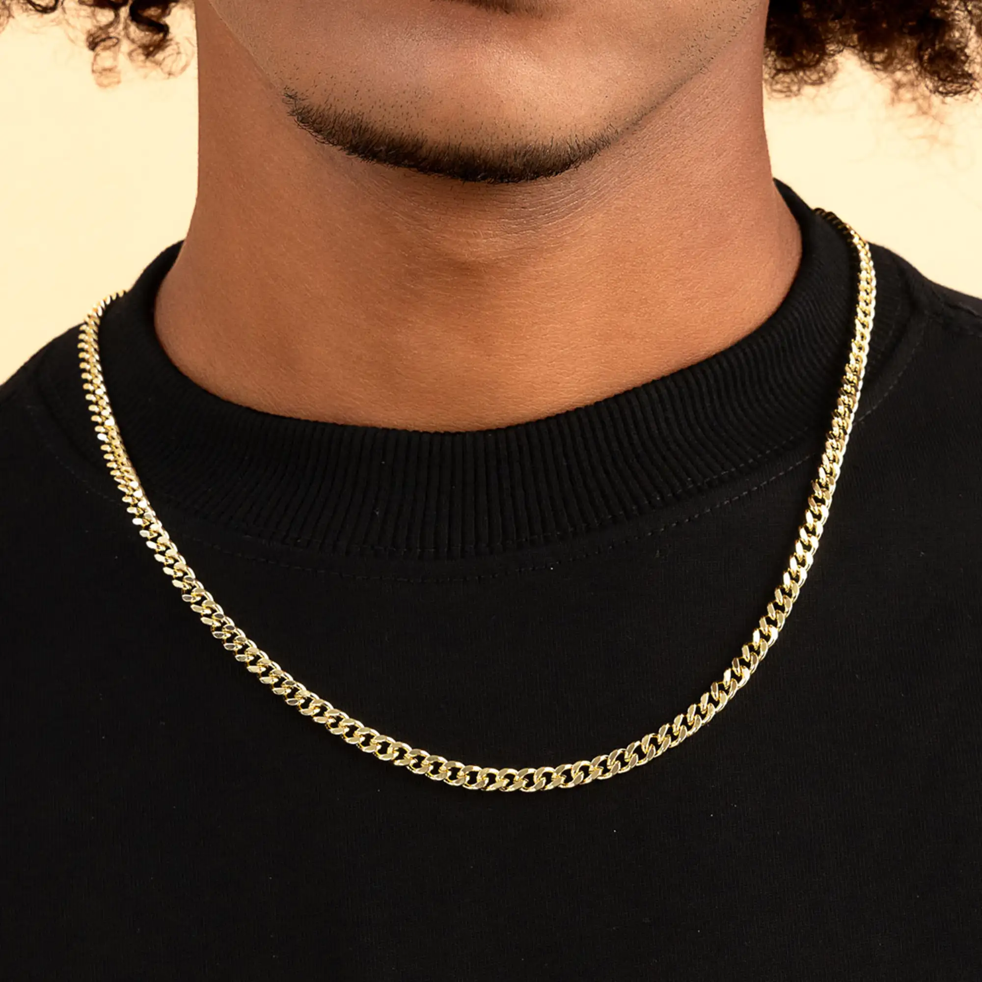 5mm Miami Micro Cuban Curb Chain - Yellow Gold - Image 2