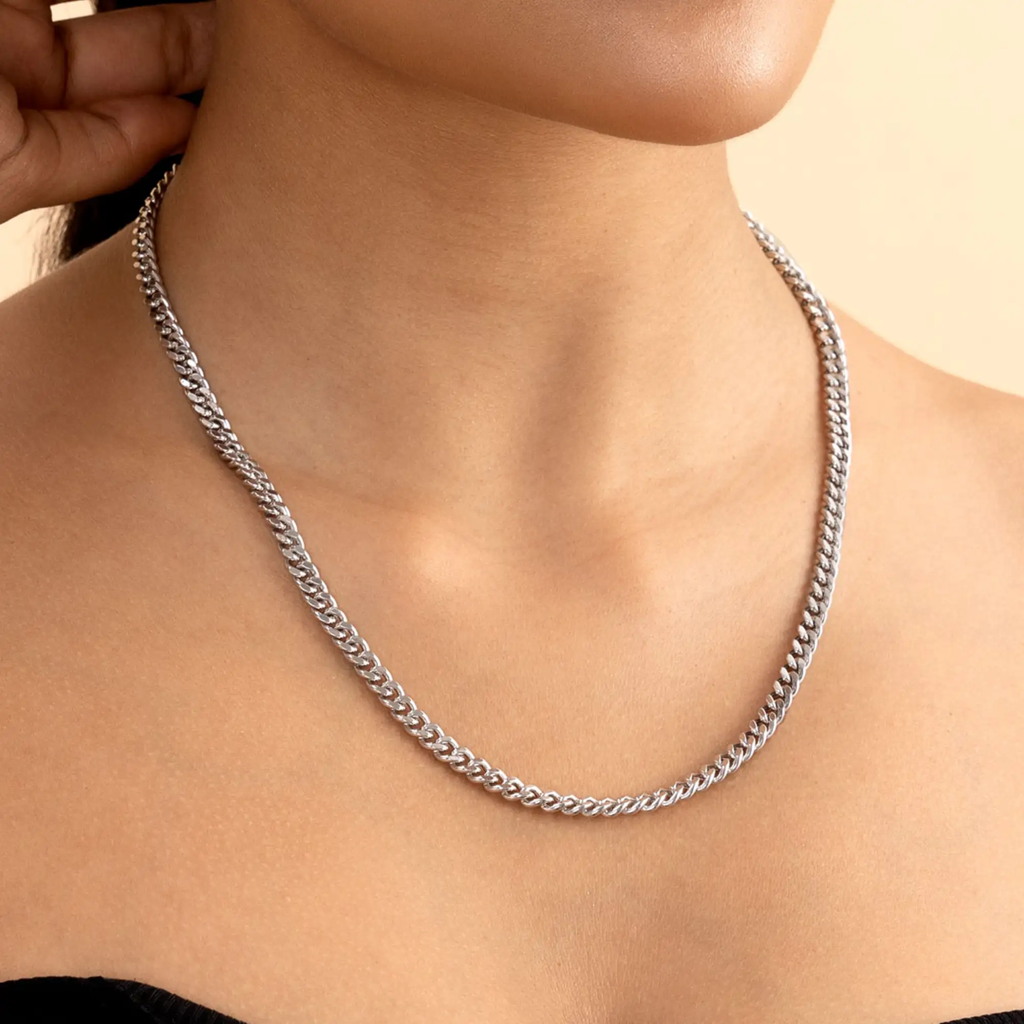 Miami White Gold Micro Cuban Curb Chain - 3.5mm - Image 3