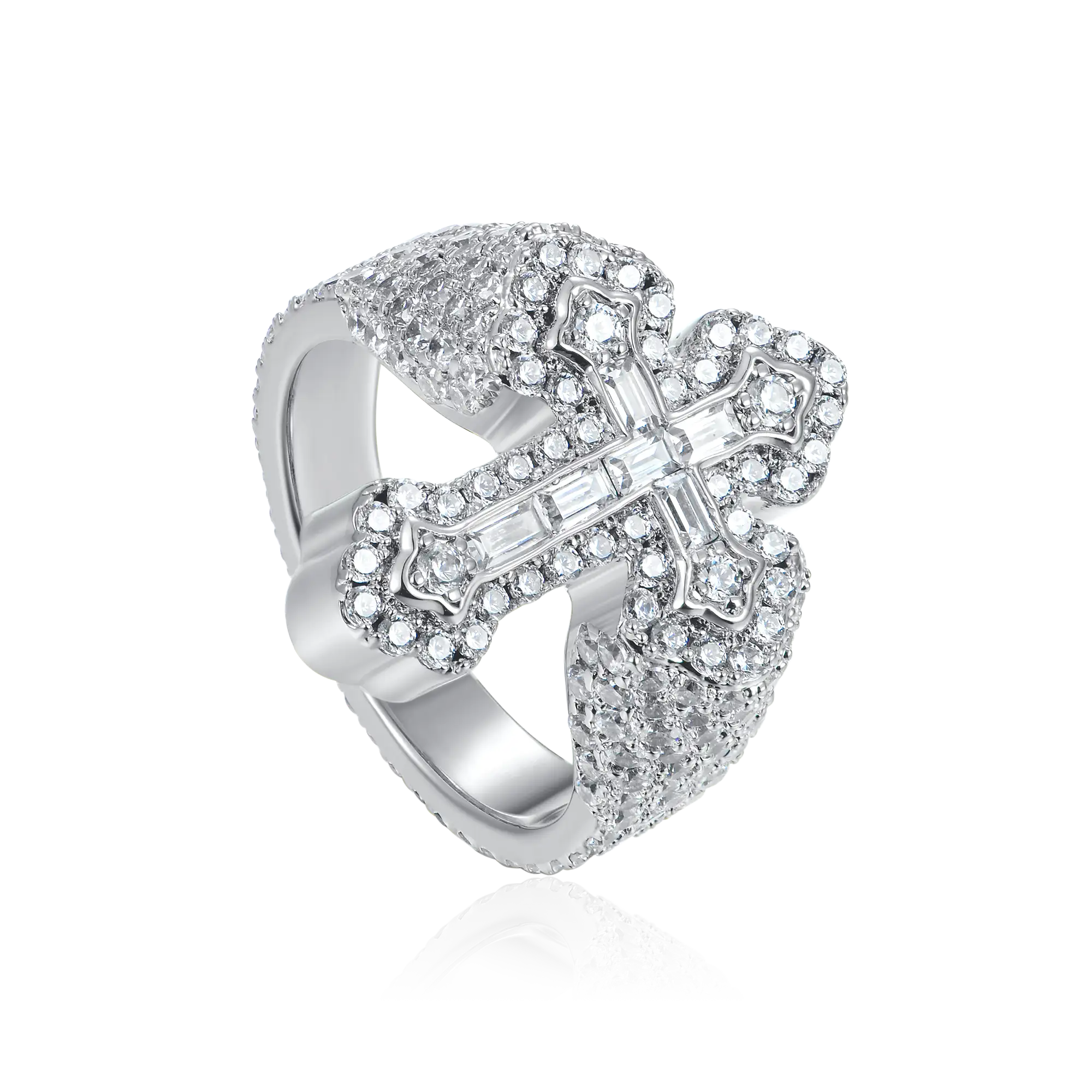 Moissanite Baguette Cross Ring - Image 8
