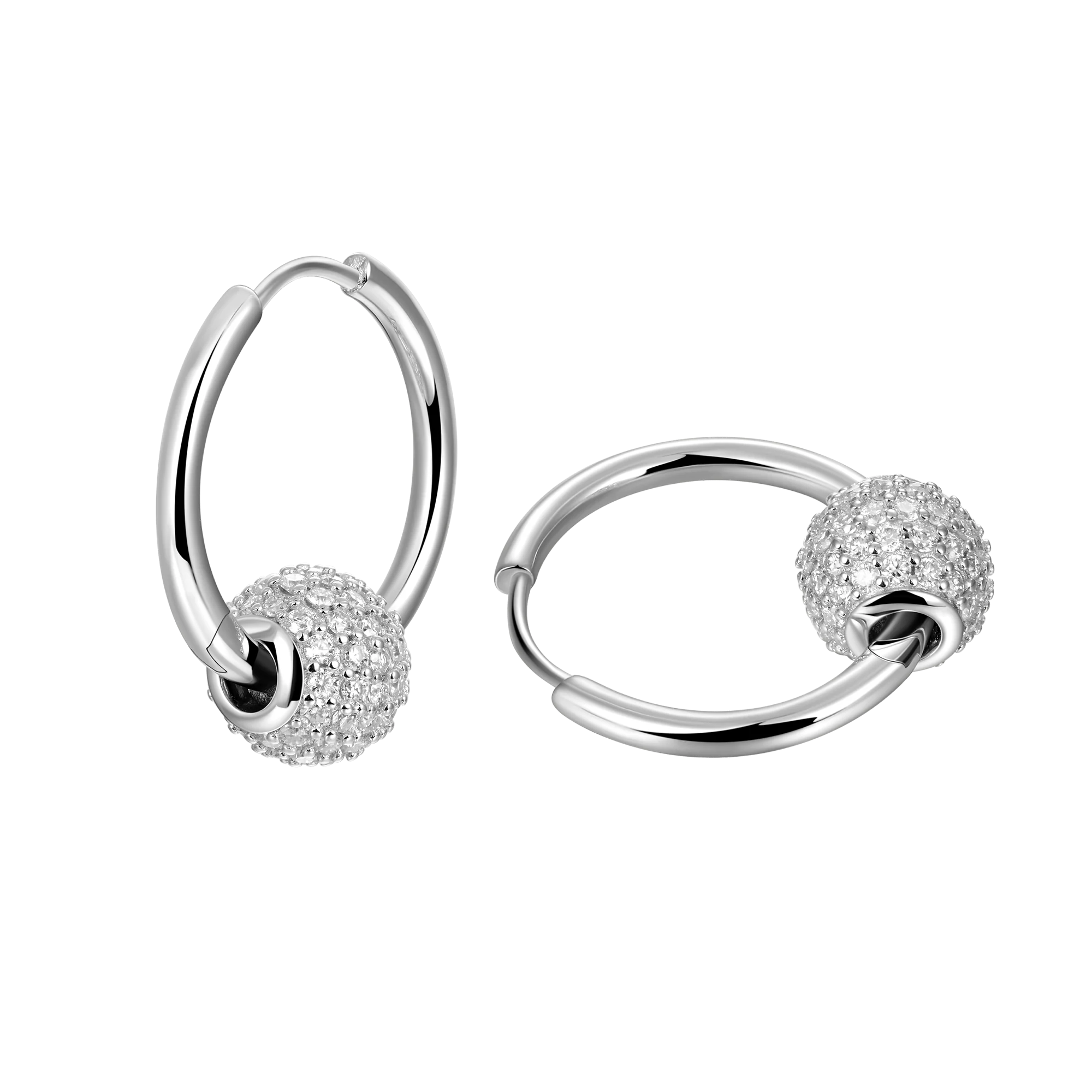 Moissanite S925 Ball Hoop Earrings - Pair - Image 12