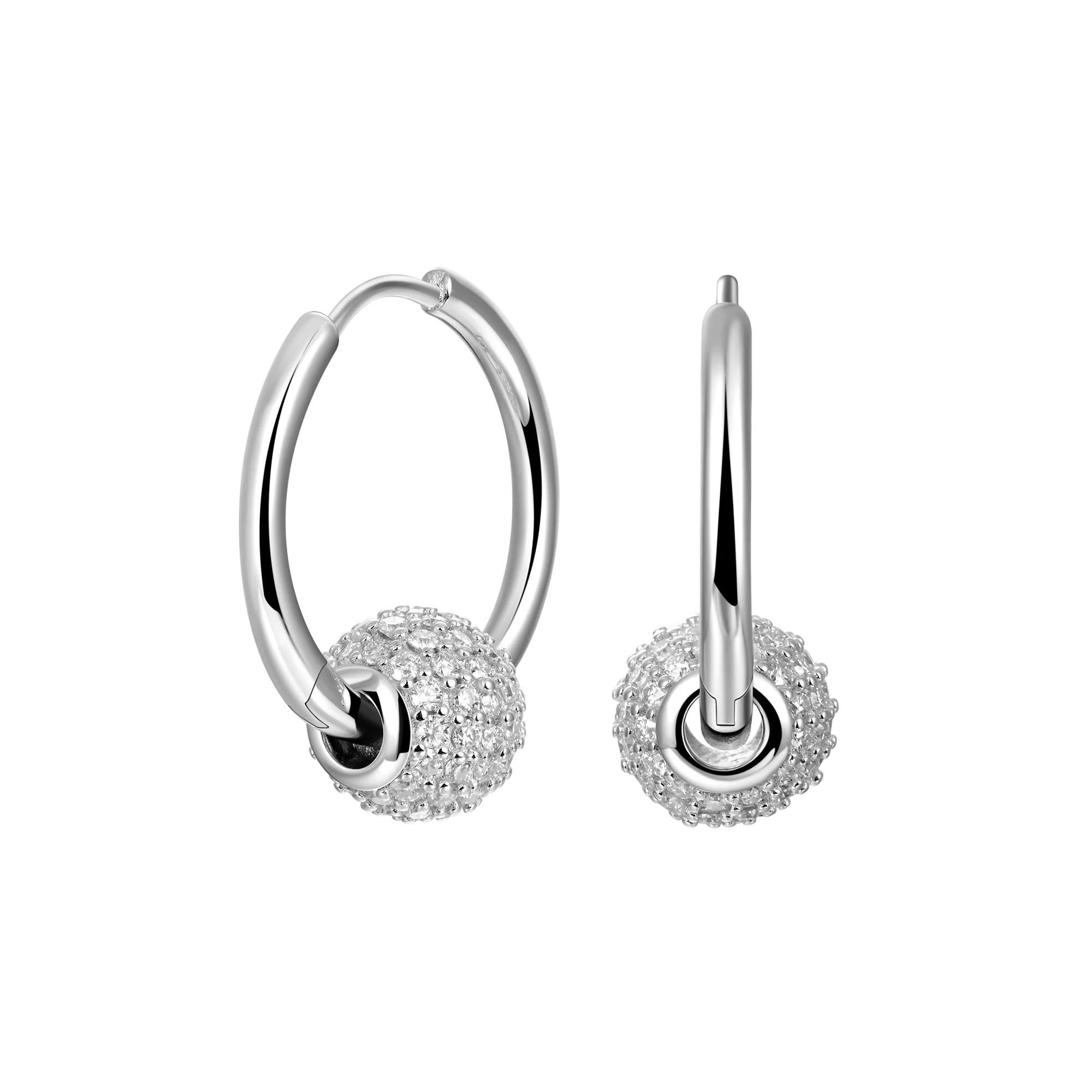Moissanite S925 Ball Hoop Earrings - Pair - Image 7