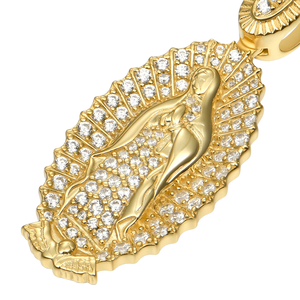 Moissanite Blessed Virgin Mary Pendant - Image 5