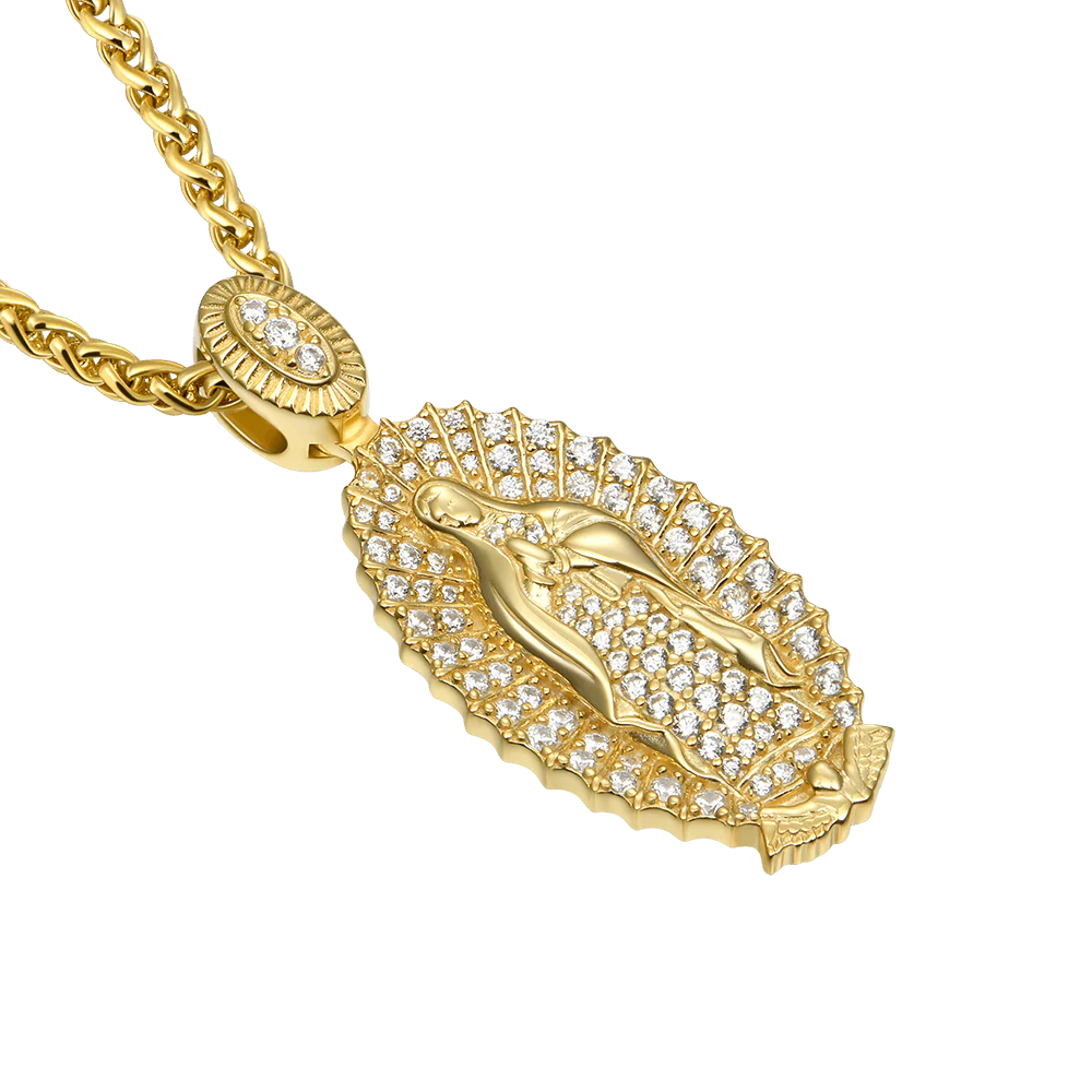 Moissanite Blessed Virgin Mary Pendant - Image 6