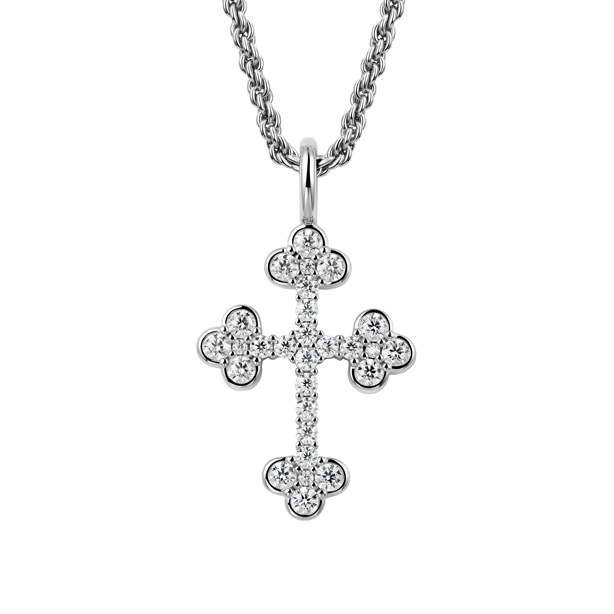 Moissanite Silver Bottoni Cross Pendant - Image 3