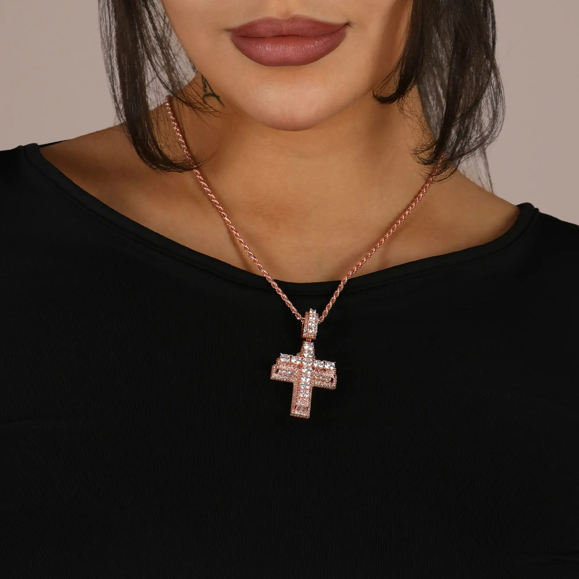 Moissanite Brilliance Layered Cross Pendant - Image 3