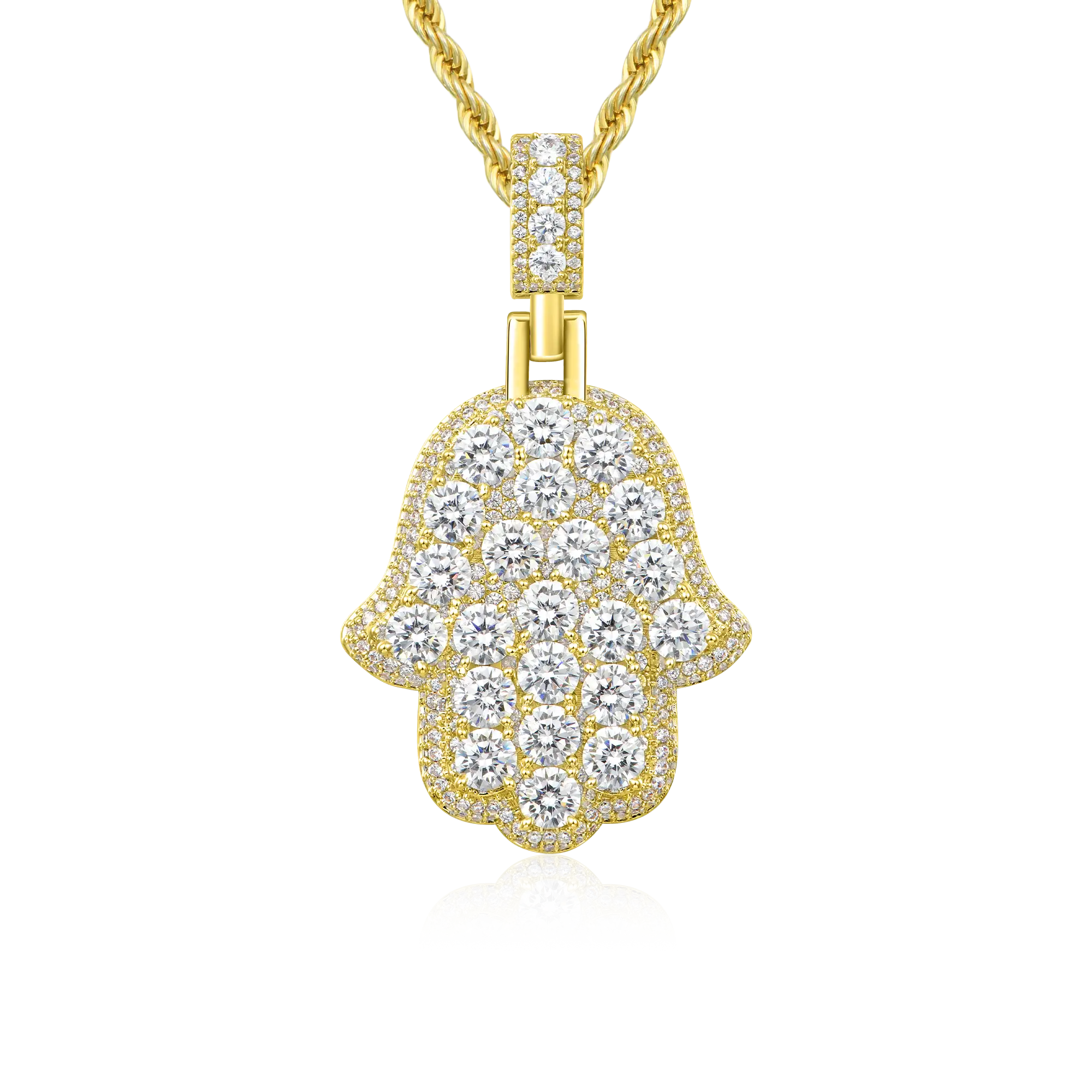 Moissanite Brilliance Layered Hamsa Pendant - Image 7