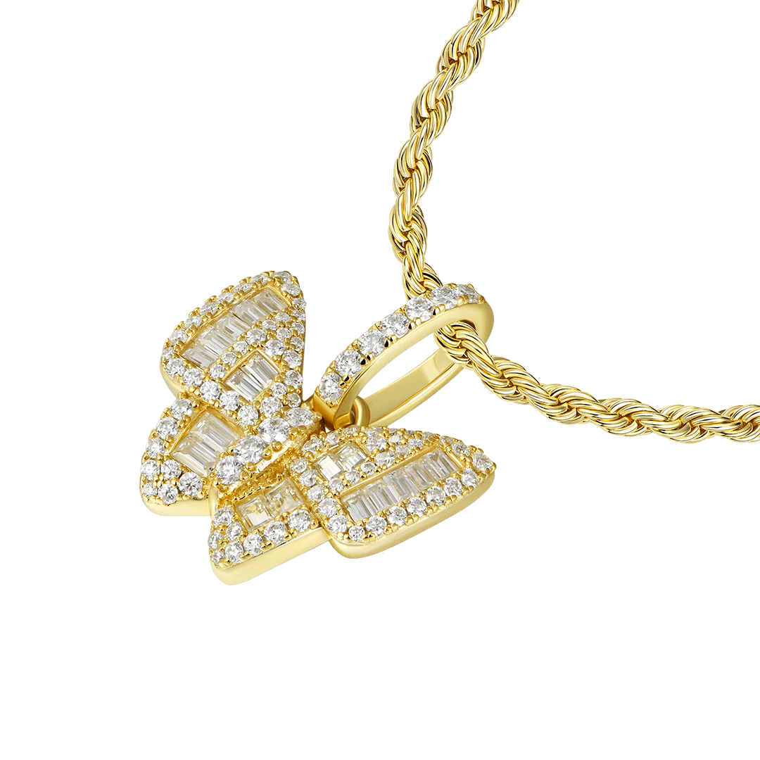 Moissanite Mixed Baguette Cut Butterfly Pendant - Image 11