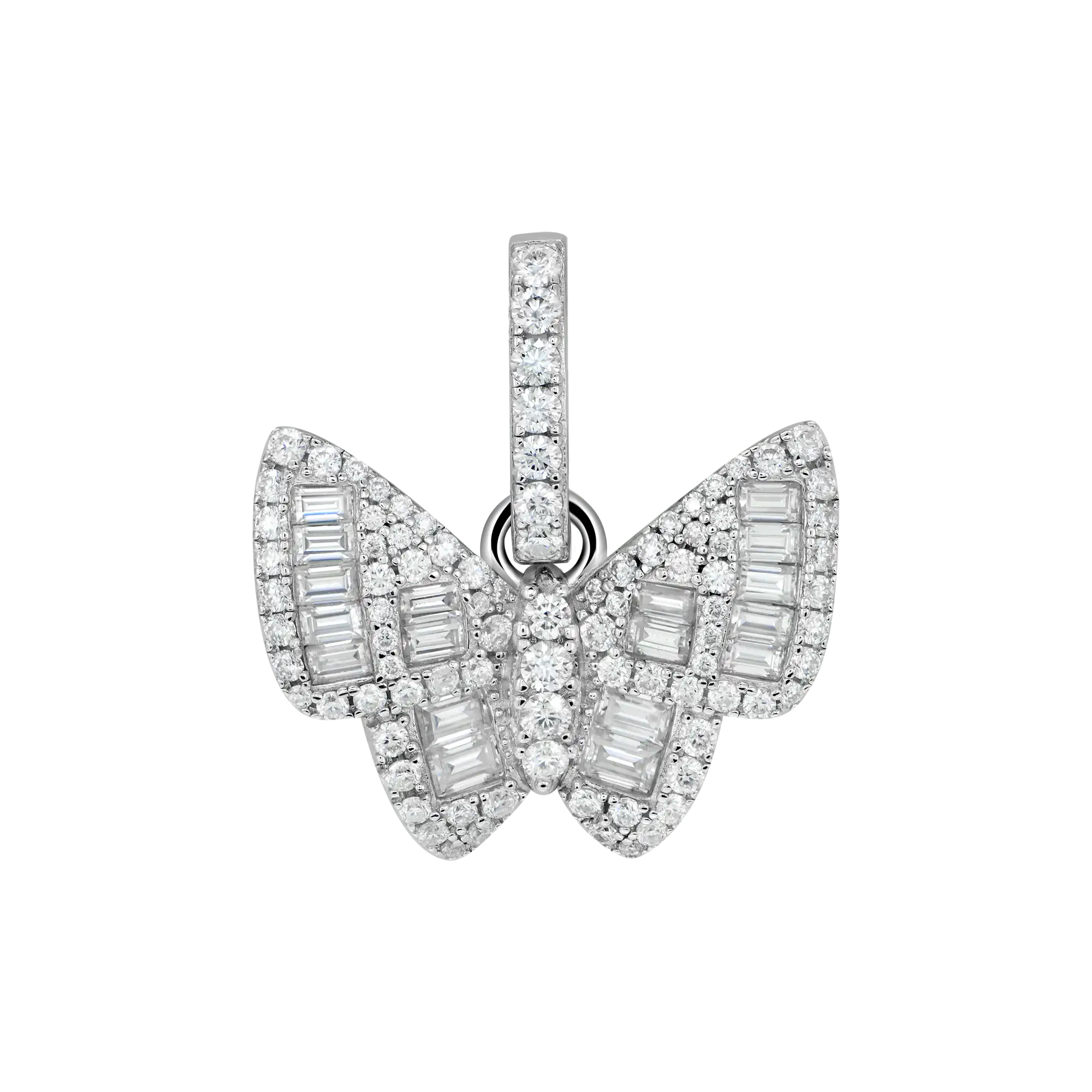 Moissanite Mixed Baguette Cut Butterfly Pendant - Image 3