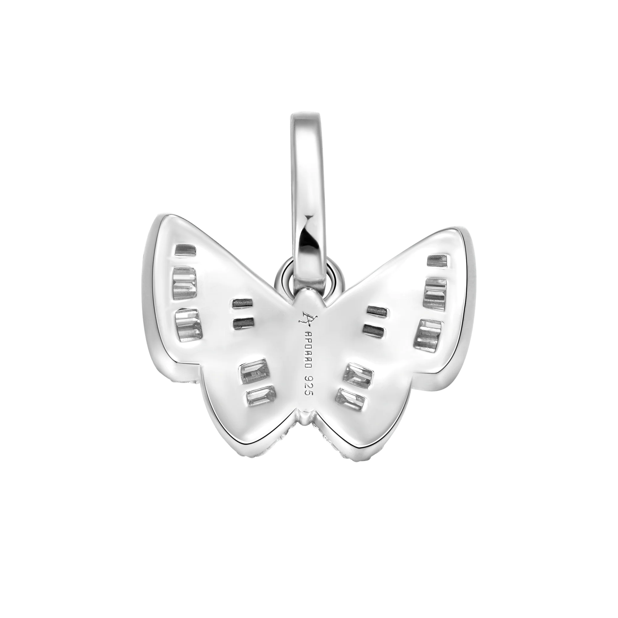 Moissanite Mixed Baguette Cut Butterfly Pendant - Image 6