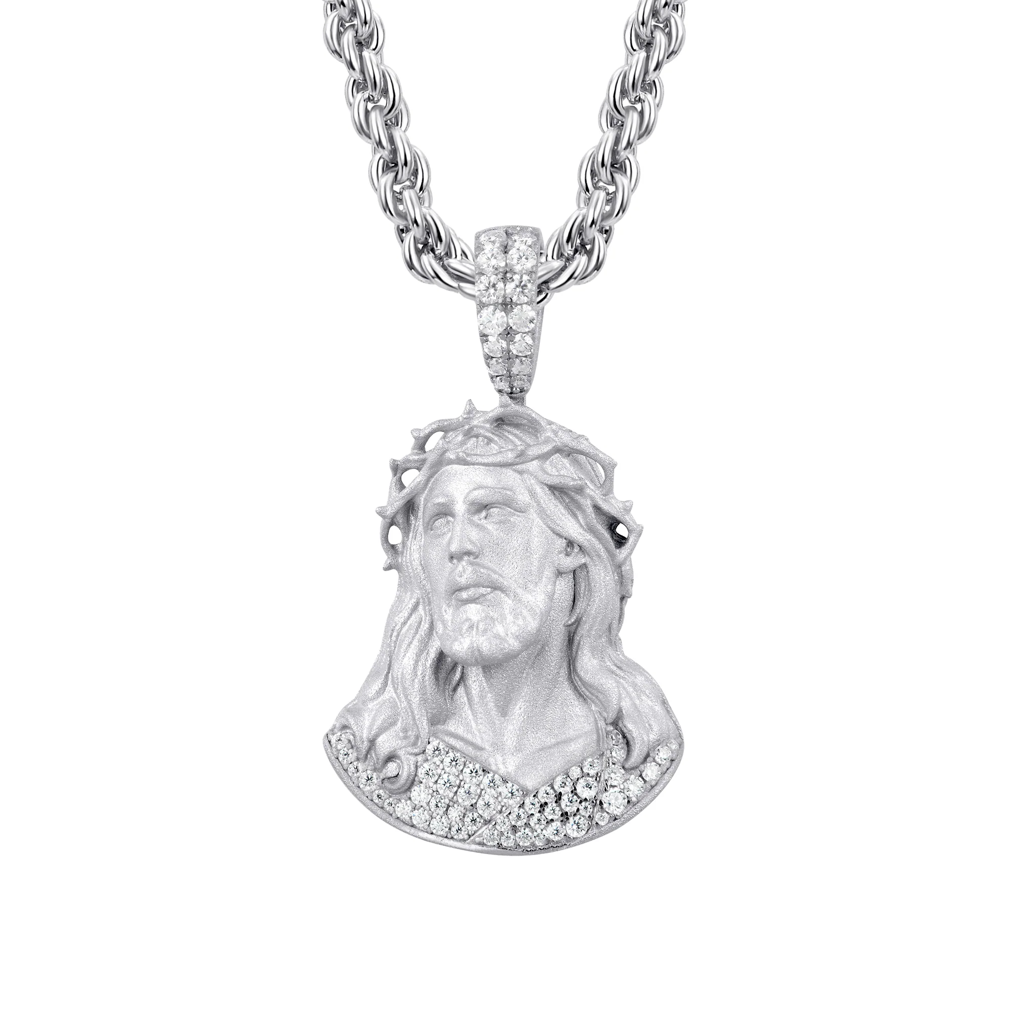 Moissanite Crucifix Pendant-Medium - Image 8