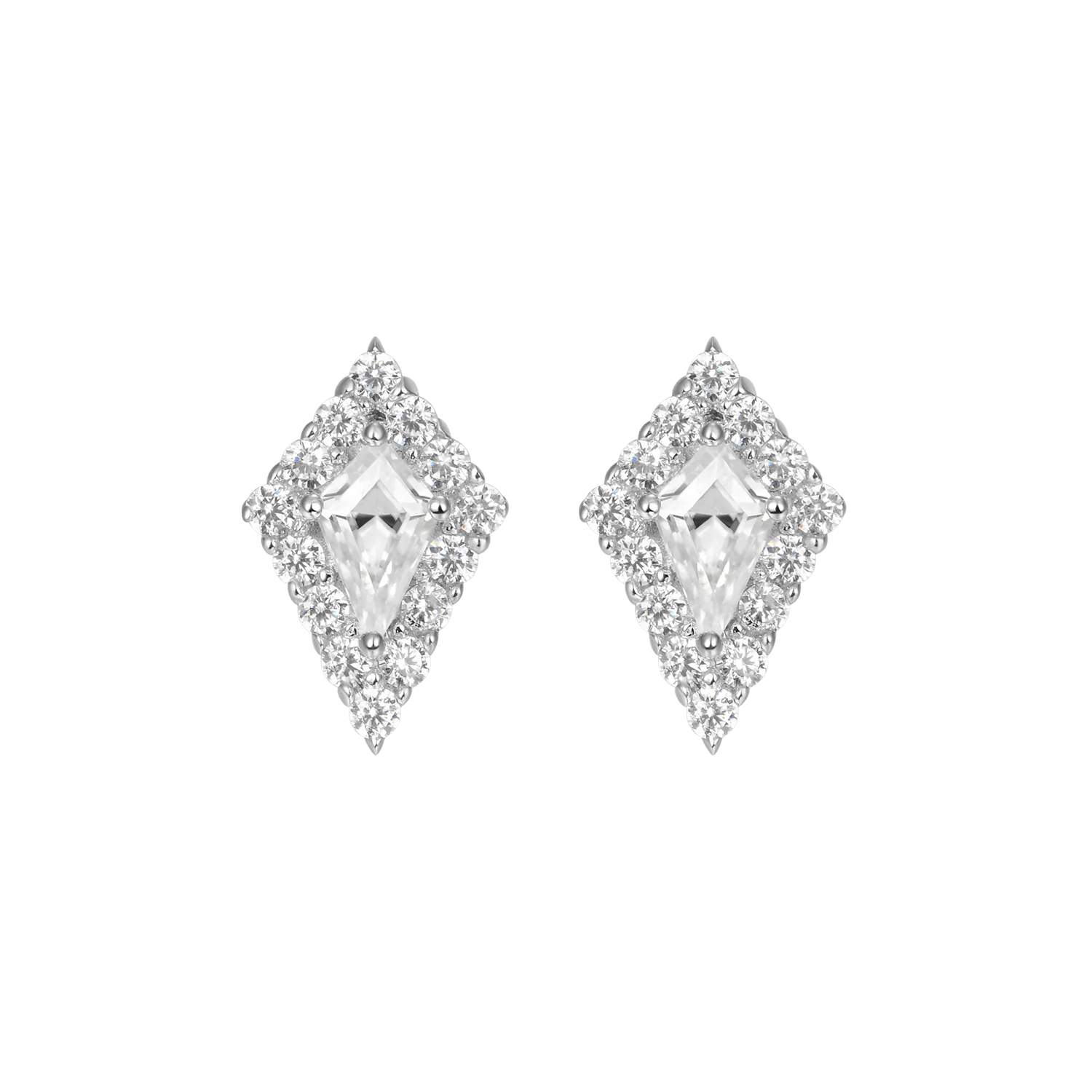 Moissanite S925 Halo Kite Stud Earrings - Single