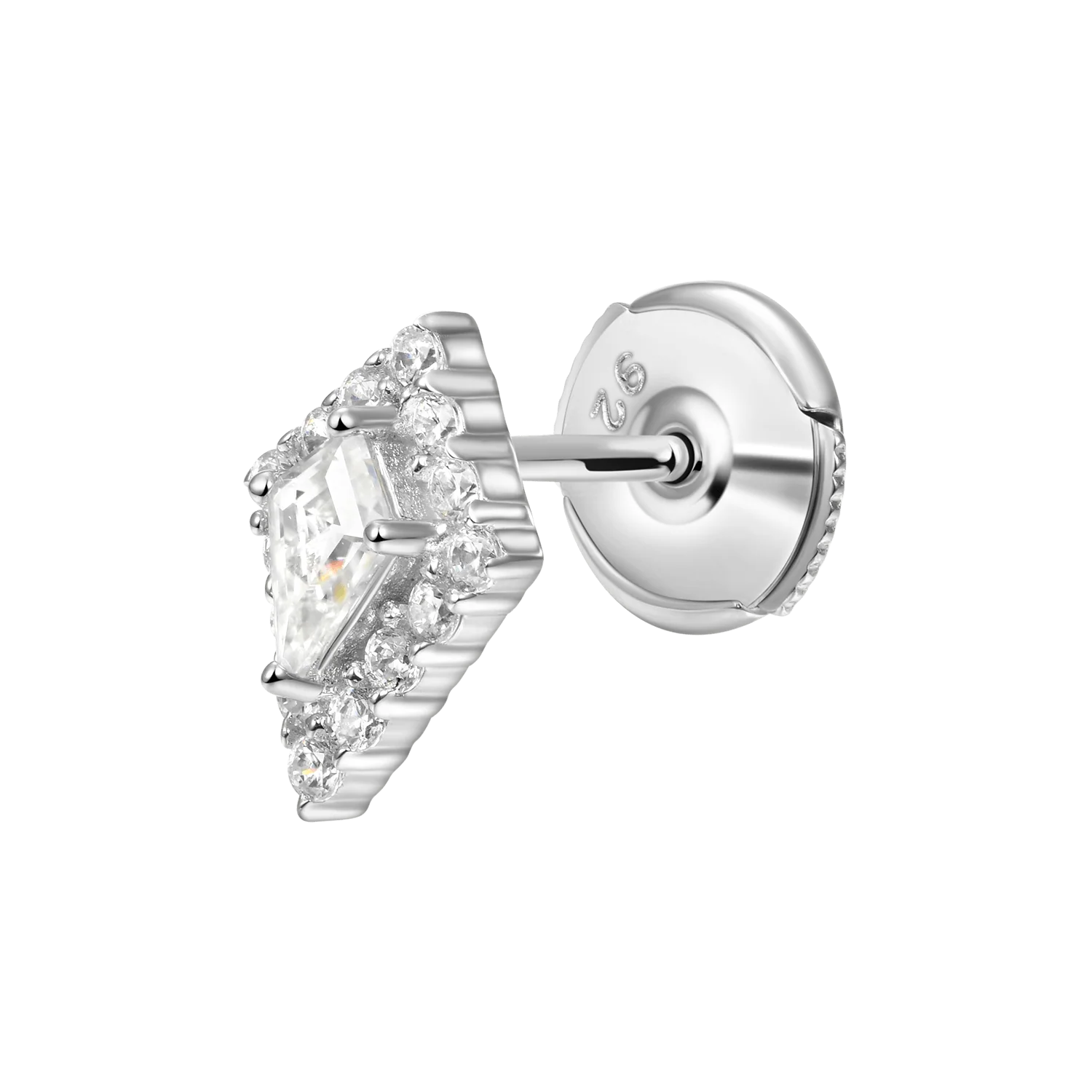 Moissanite S925 Halo Kite Stud Earrings - Single - Image 6