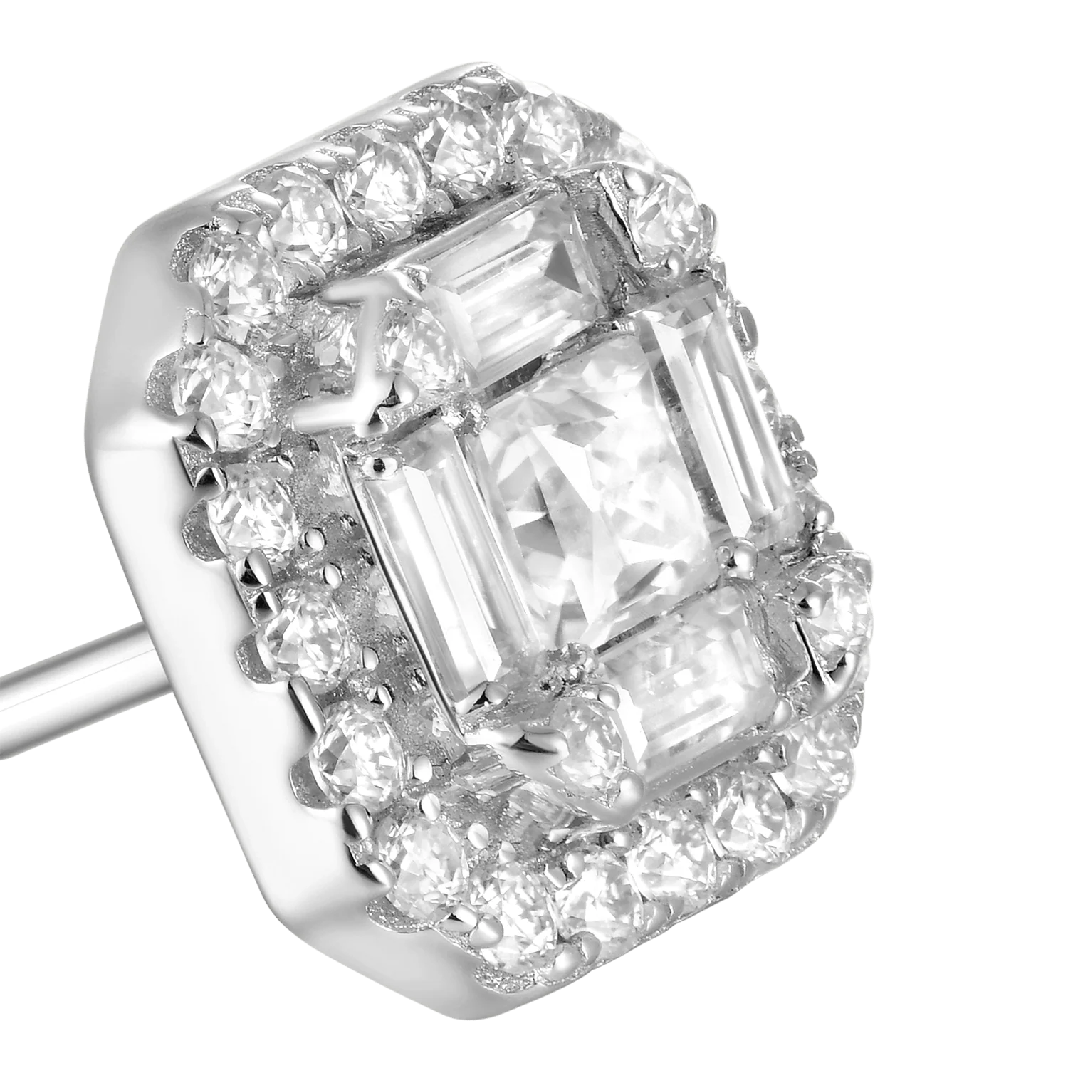 Moissanite S925 Halo Stud Earring - Image 3