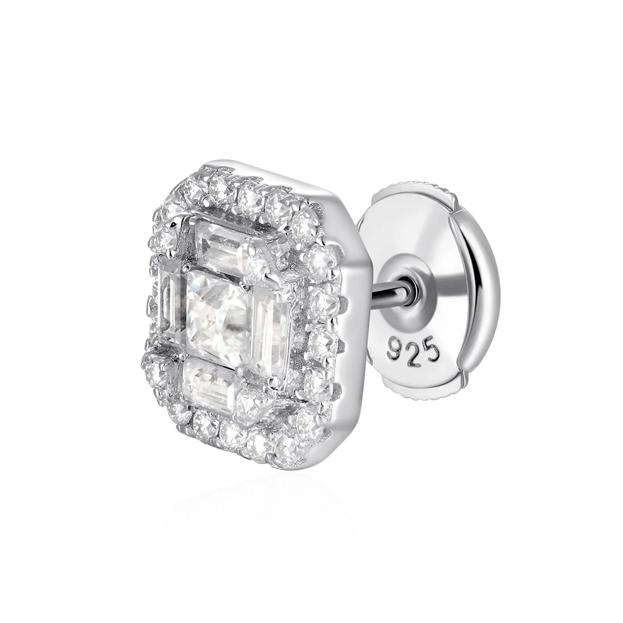 Moissanite S925 Halo Stud Earring - Image 4