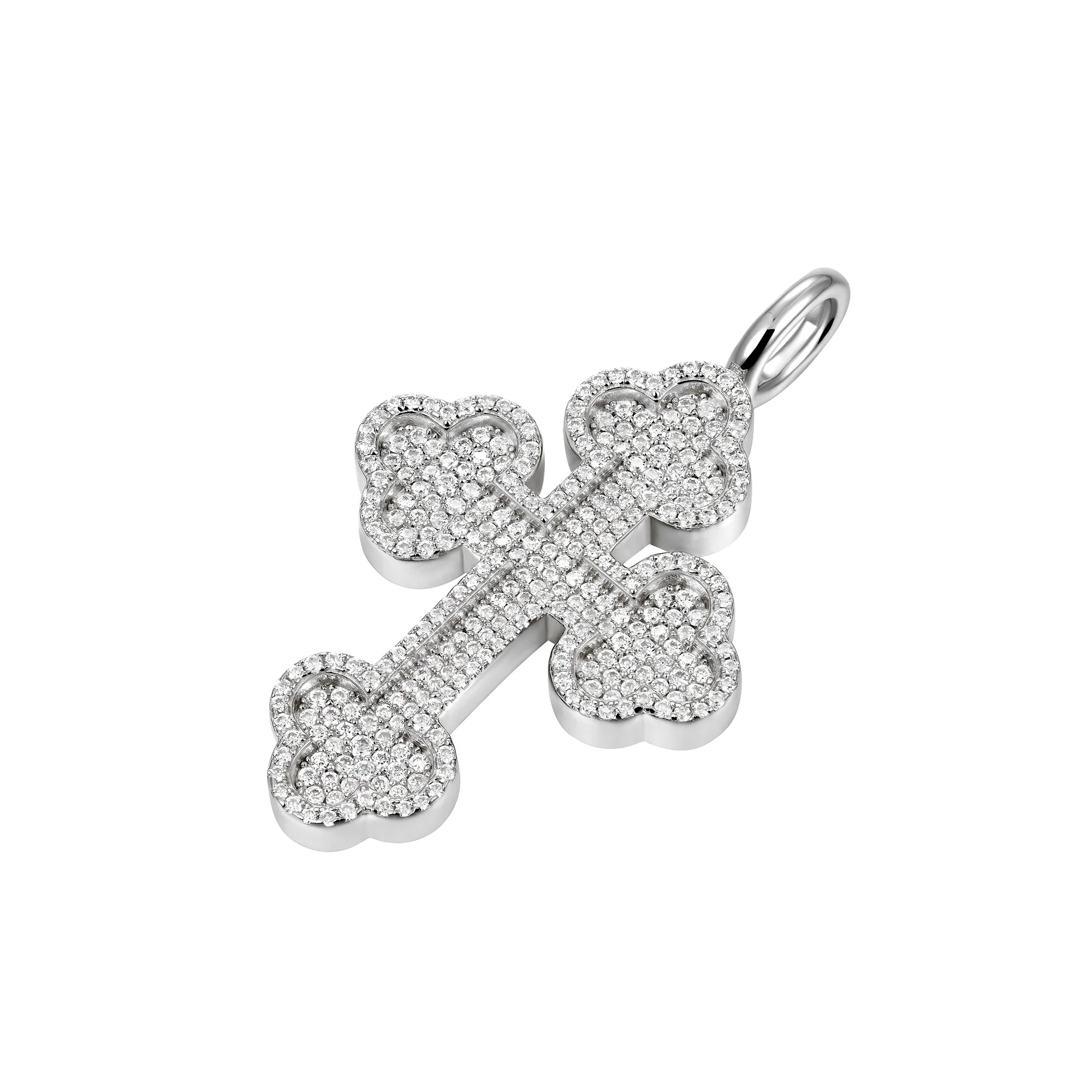 Moissanite Silver Double-Layered Bottoni Cross Pendant - Image 12