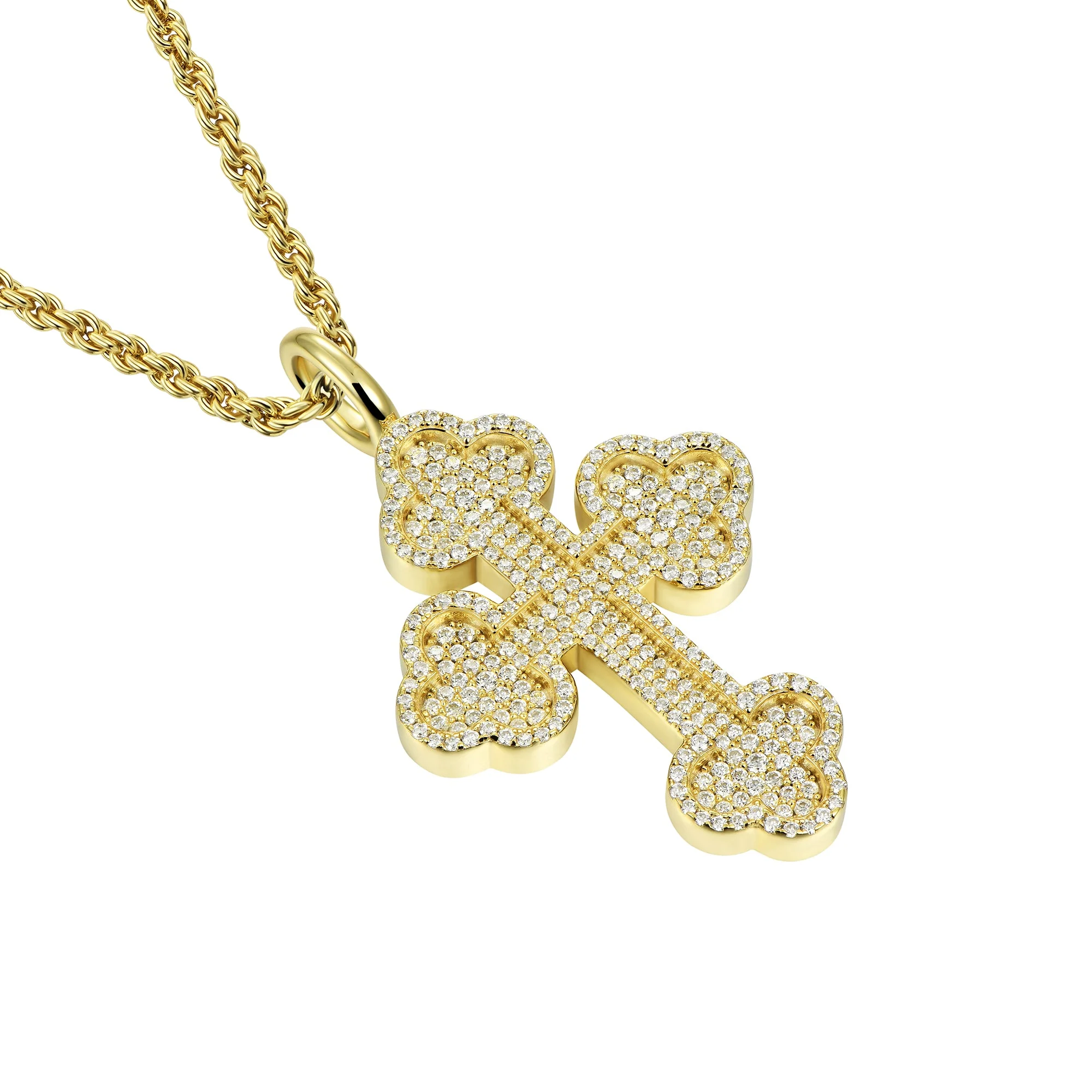 Moissanite Silver Double-Layered Bottoni Cross Pendant - Image 15